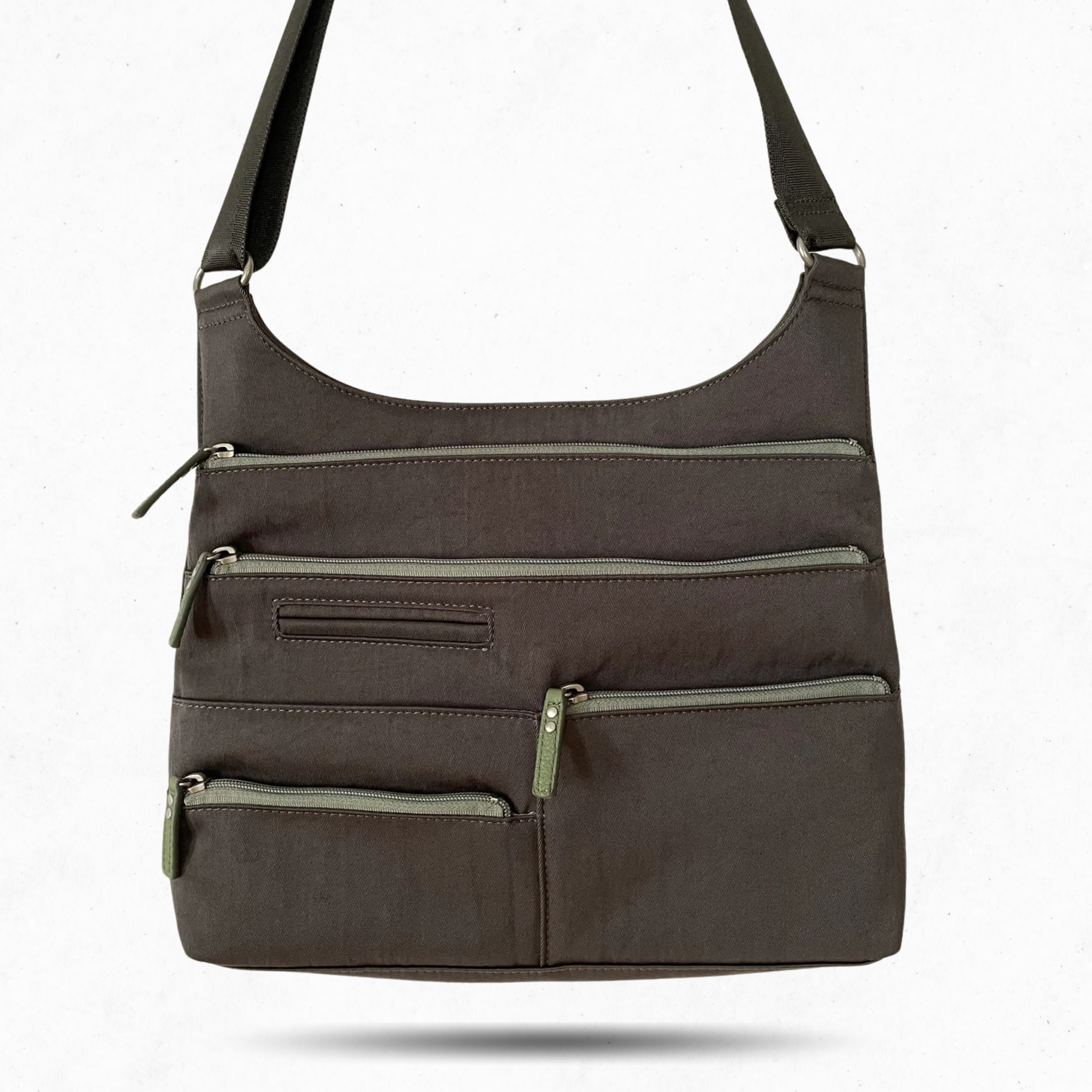 TEELA - Grey x Sage | Multi-Pocket Shoulder Bag | Medium
