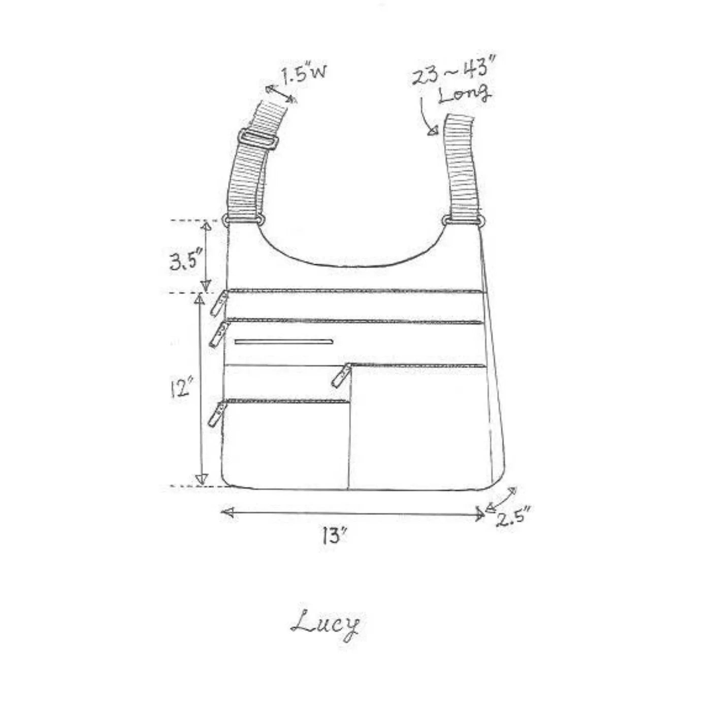 LUCY - Willow x Gold | Multi-Pocket Shoulder Bag | Large