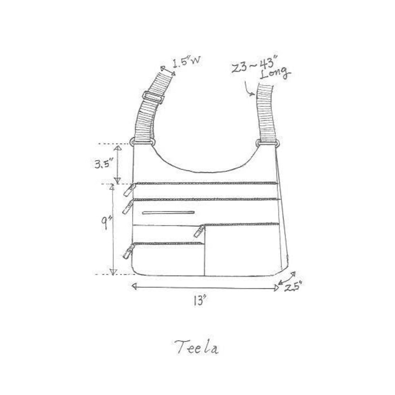 TEELA - Willow x Azure | Multi-Pocket Shoulder Bag | Medium