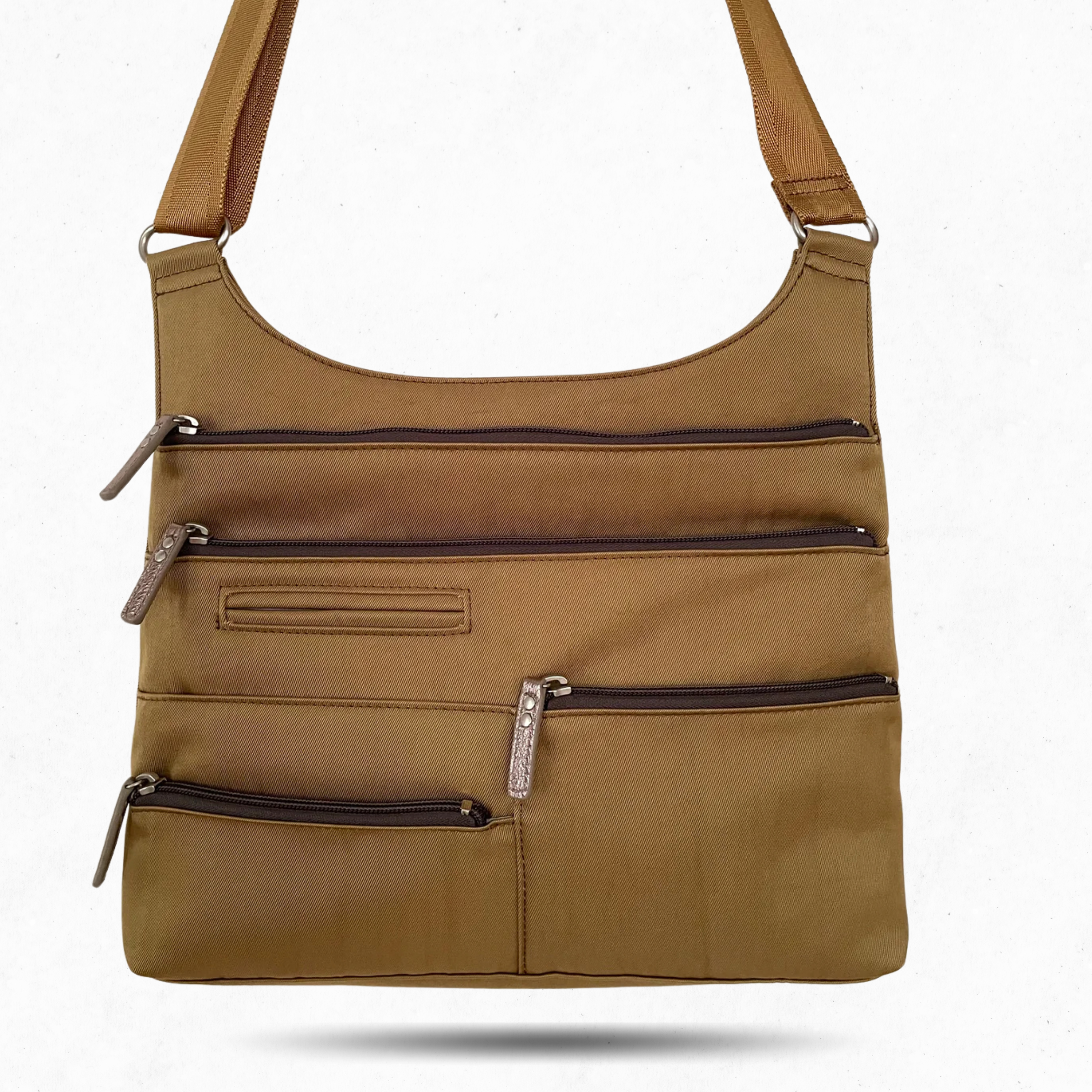 TEELA - Ochre x Charcoal | Multi-Pocket Shoulder Bag | Medium