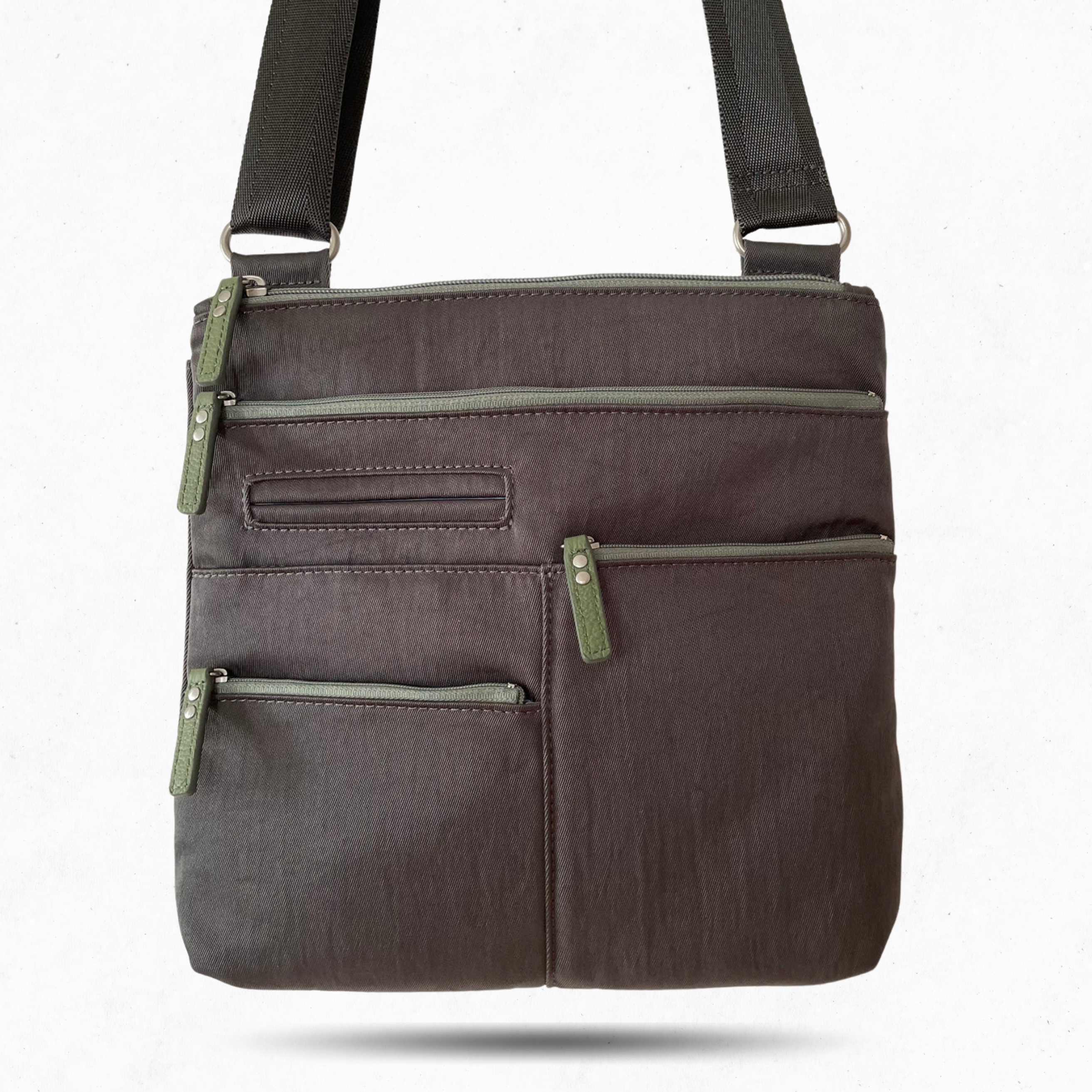 NICO - Grey x Sage | Multi-Pocket Shoulder Bag | Small