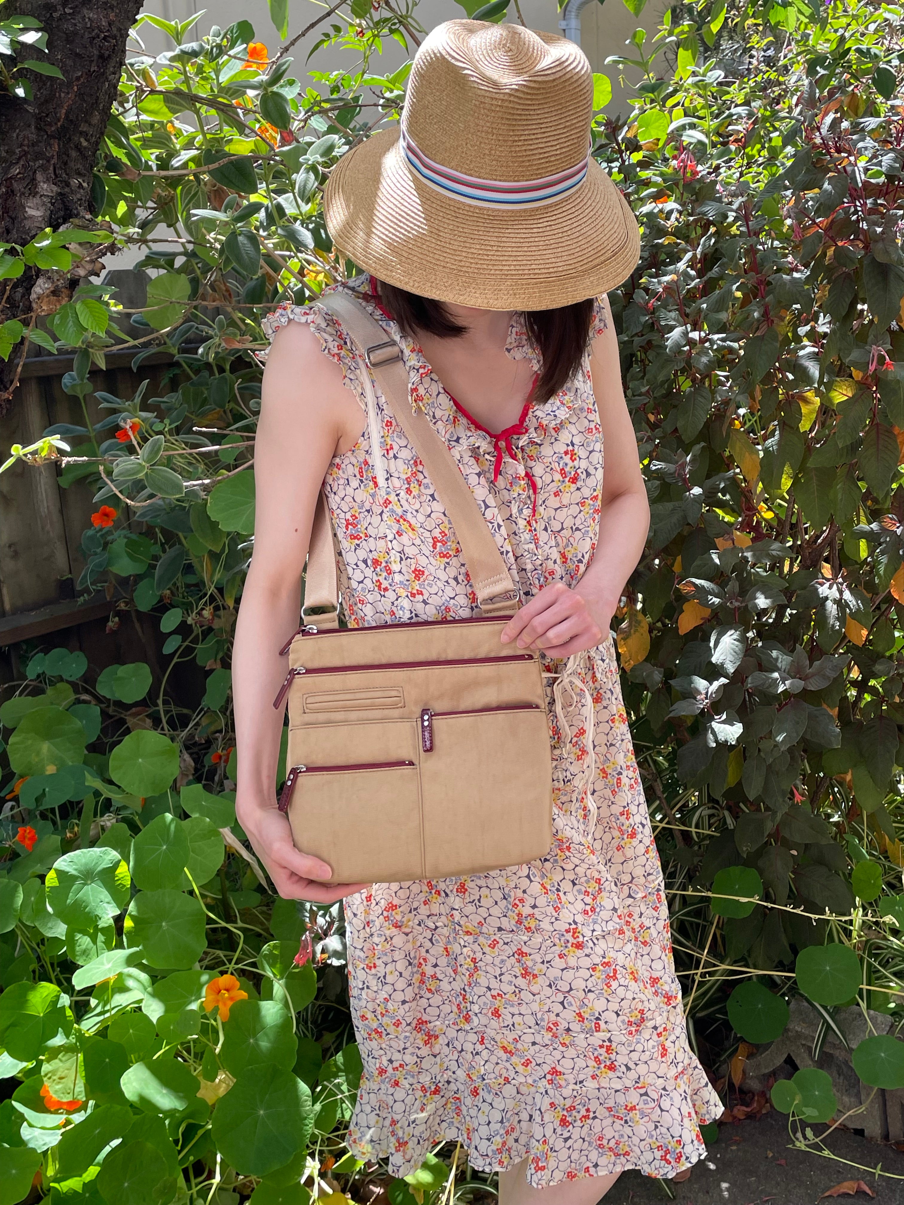 NICO - Rattan x Red | Multi-Pocket Shoulder Bag | Small