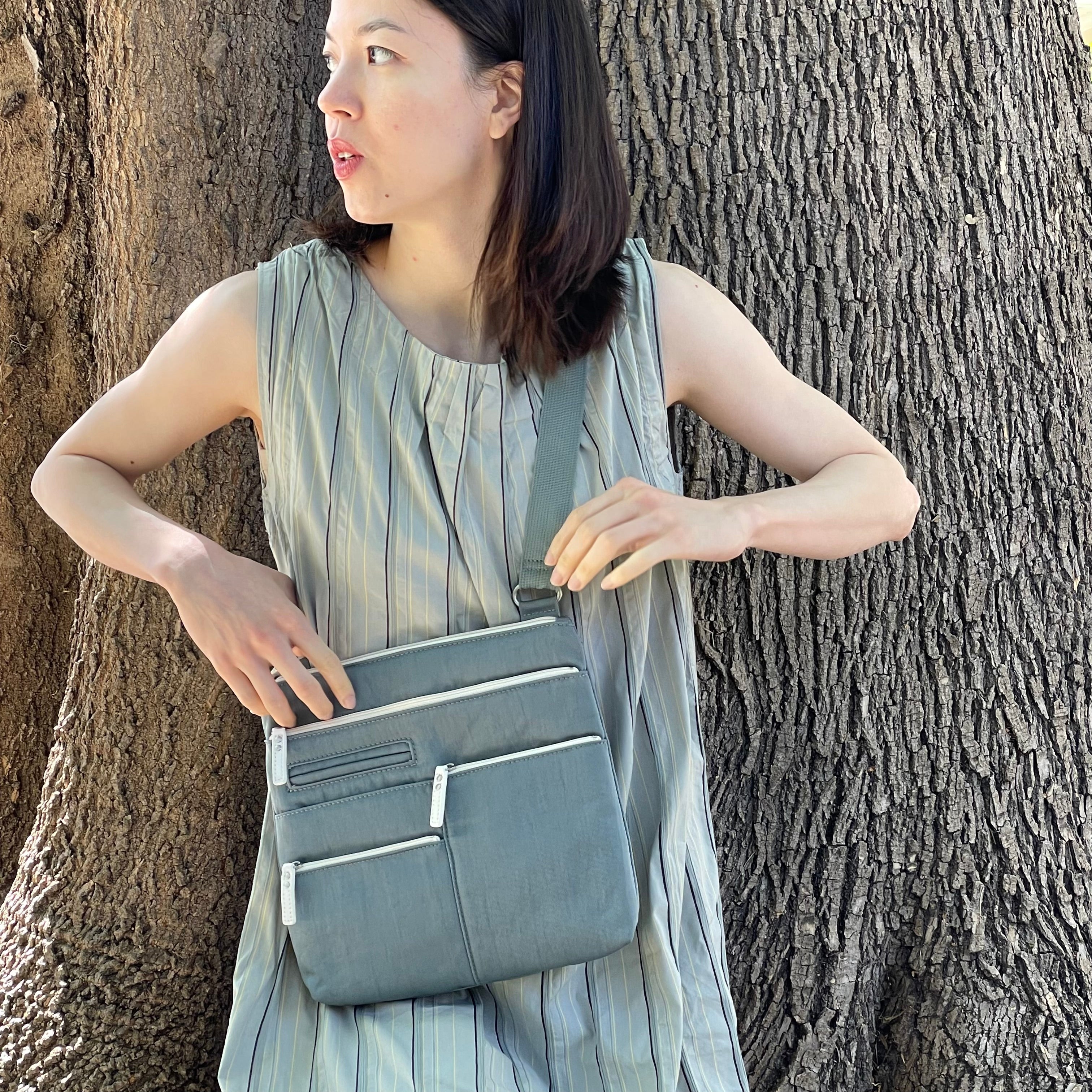 NICO - Mist x White | Multi-Pocket Shoulder Bag | Small