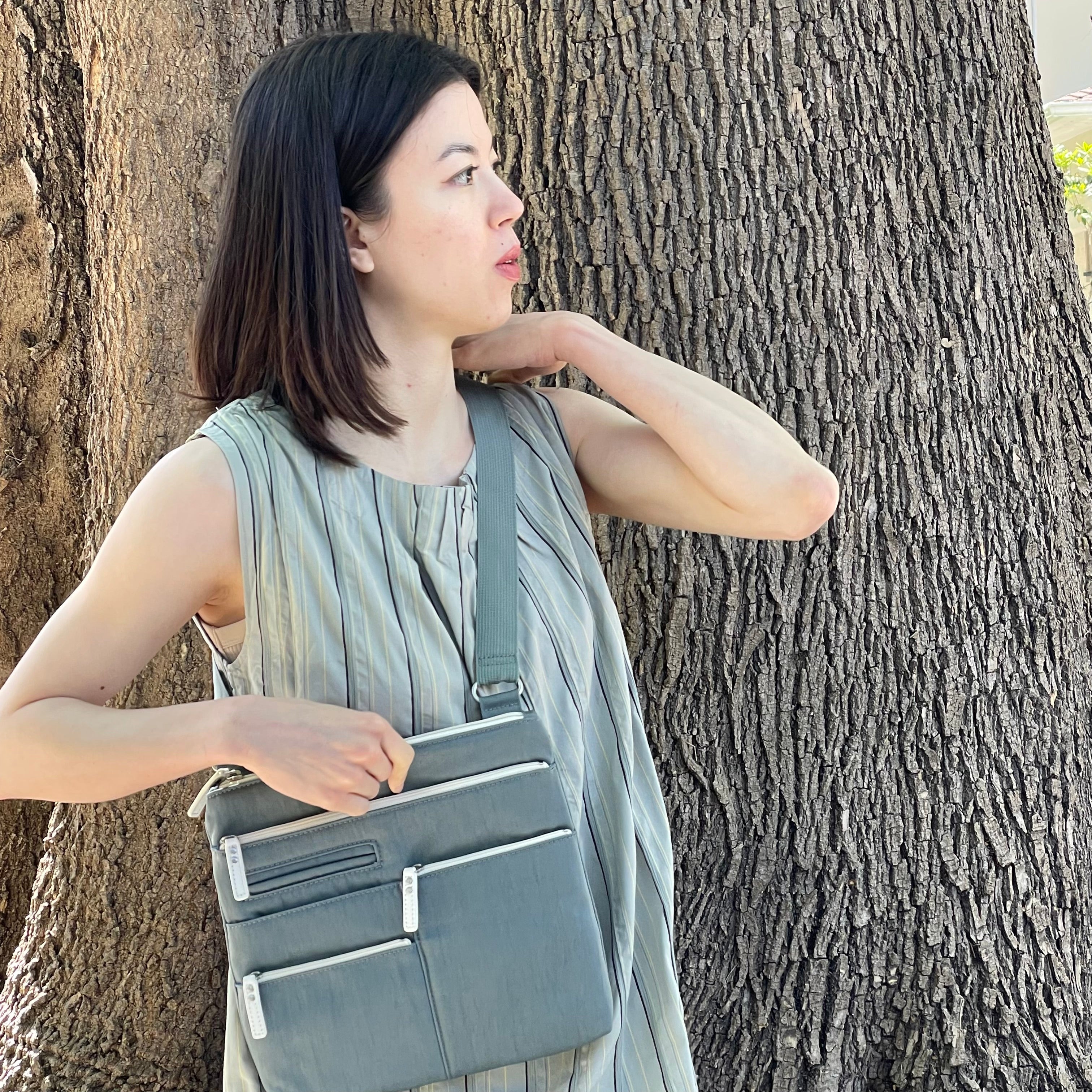 NICO - Mist x White | Multi-Pocket Shoulder Bag | Small