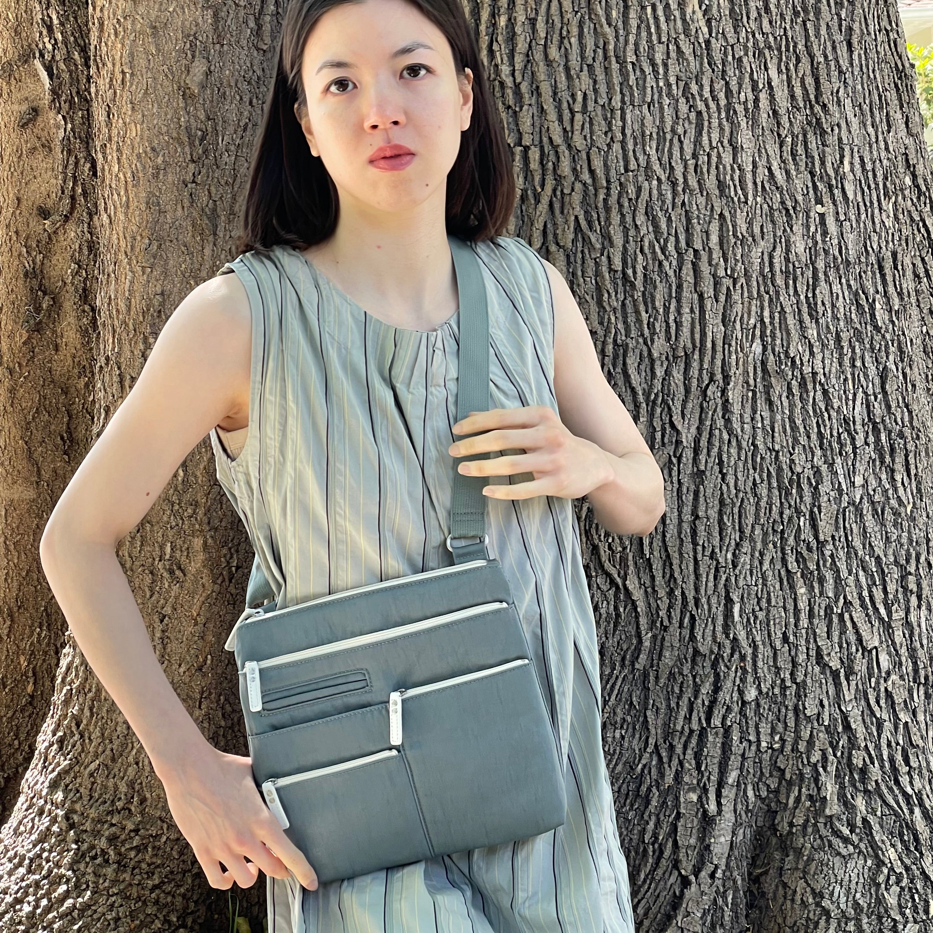 NICO - Mist x White | Multi-Pocket Shoulder Bag | Small