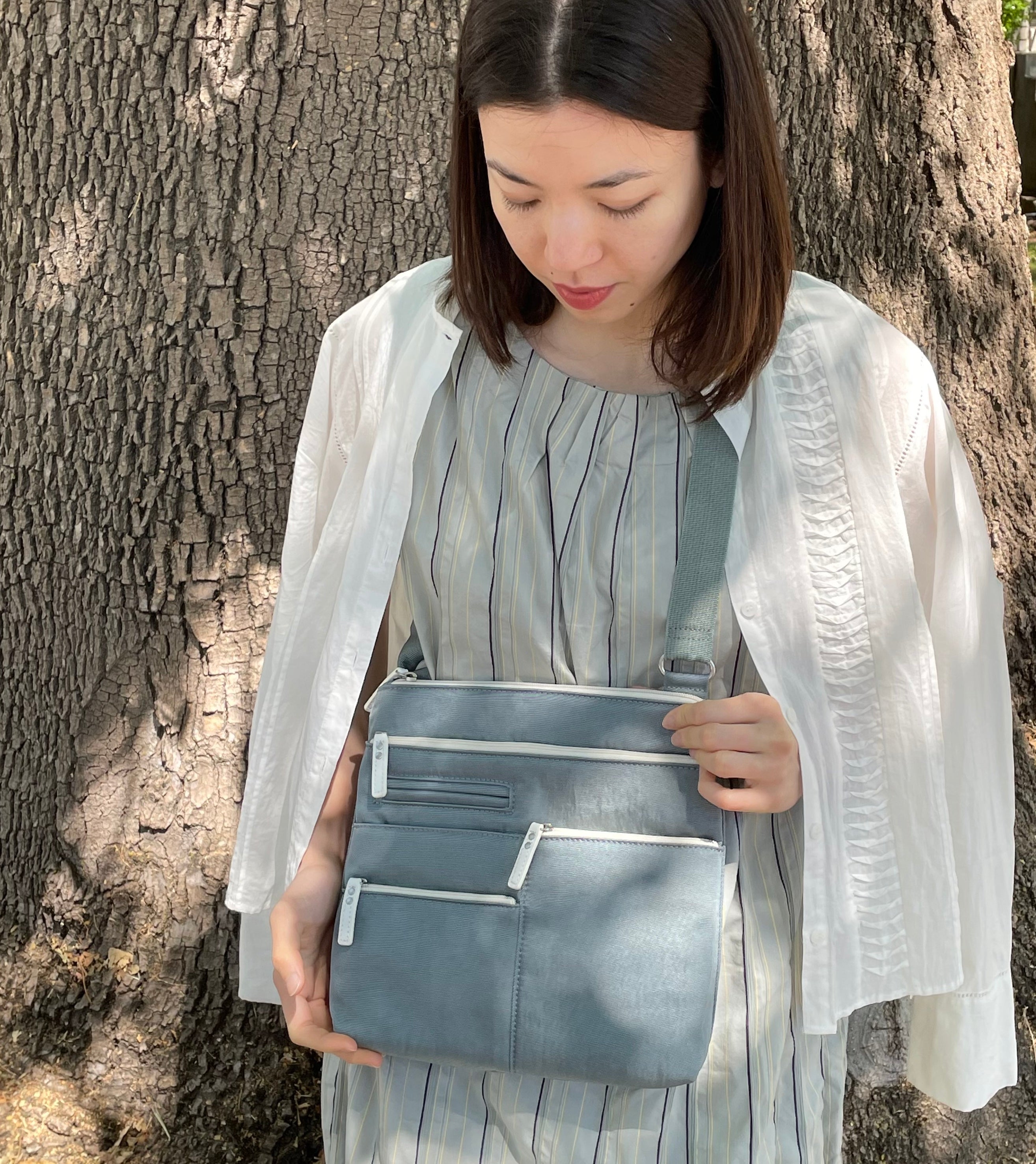 NICO - Mist x White | Multi-Pocket Shoulder Bag | Small