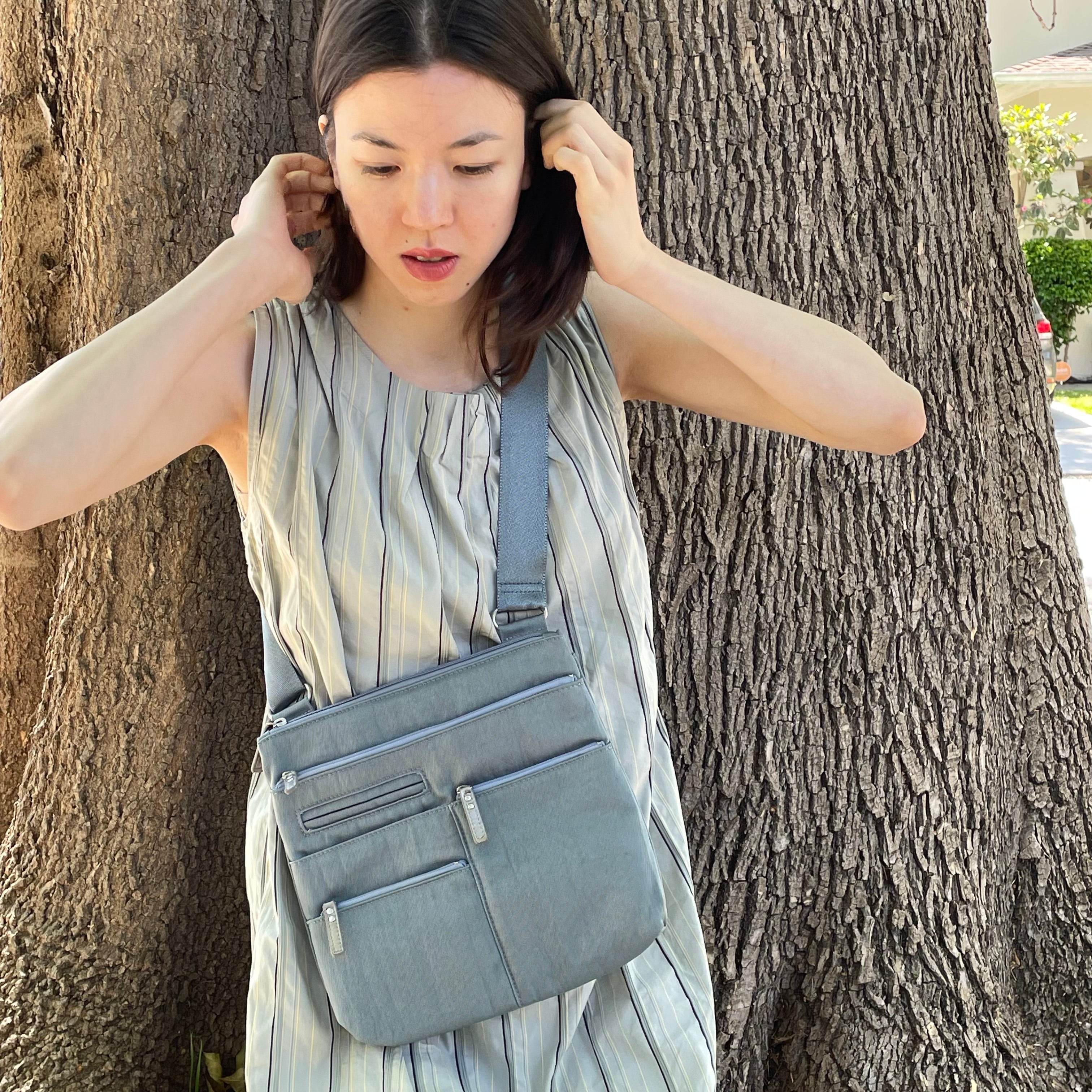 NICO - Mist x Grey | Multi-Pocket Shoulder Bag | Small