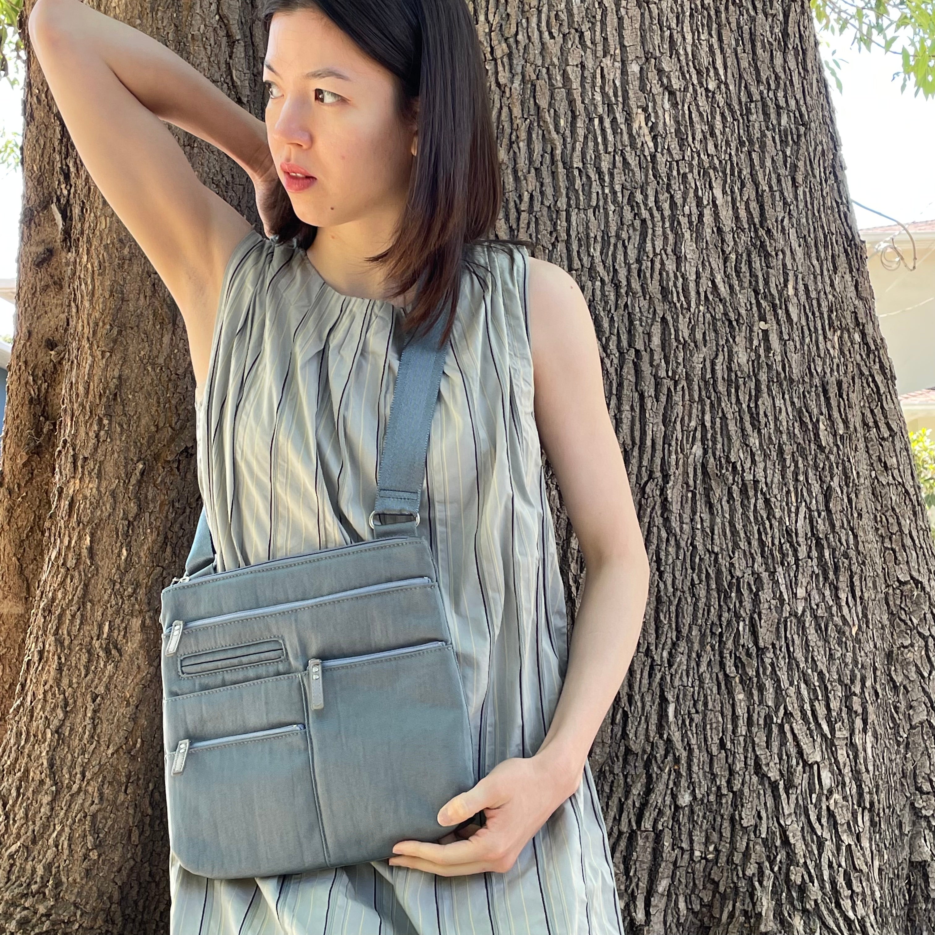 NICO - Mist x Grey | Multi-Pocket Shoulder Bag | Small