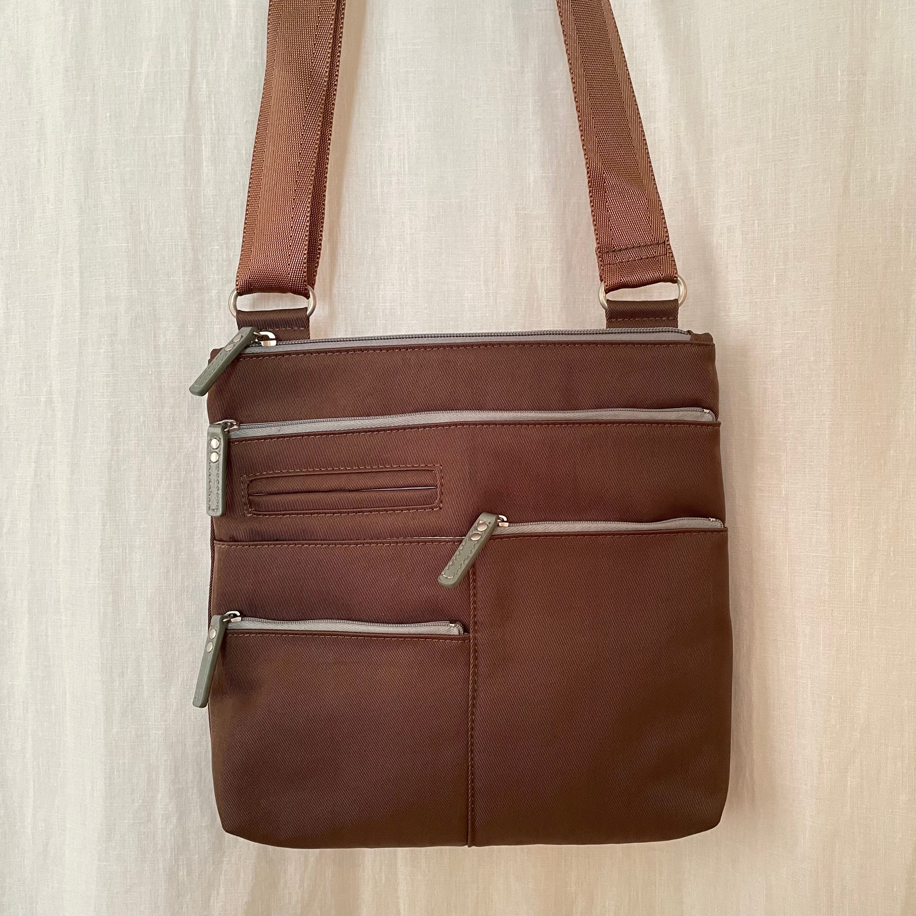 NICO - Mocha x Sage | Multi-Pocket Shoulder Bag | Small