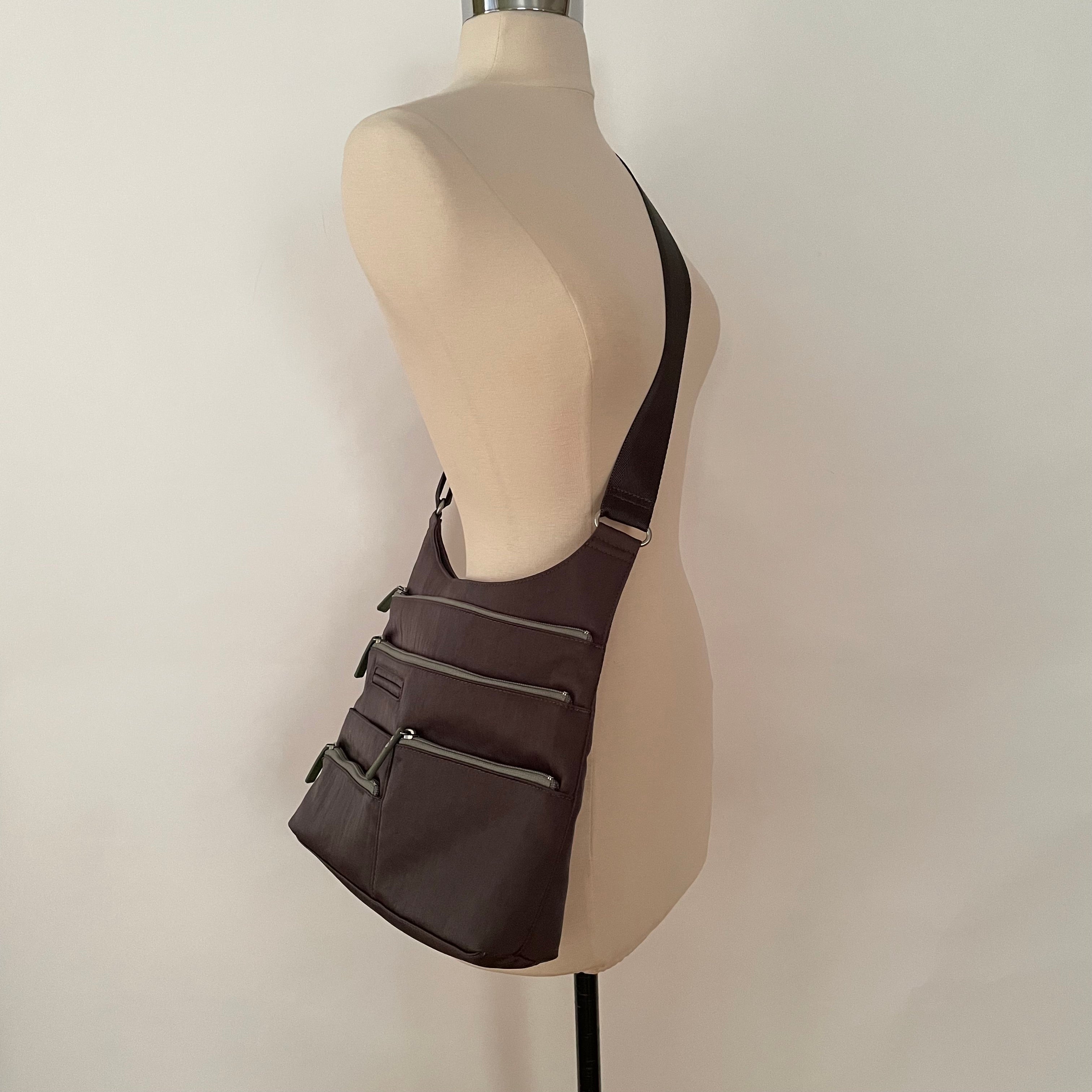 TEELA - Grey x Sage | Multi-Pocket Shoulder Bag | Medium