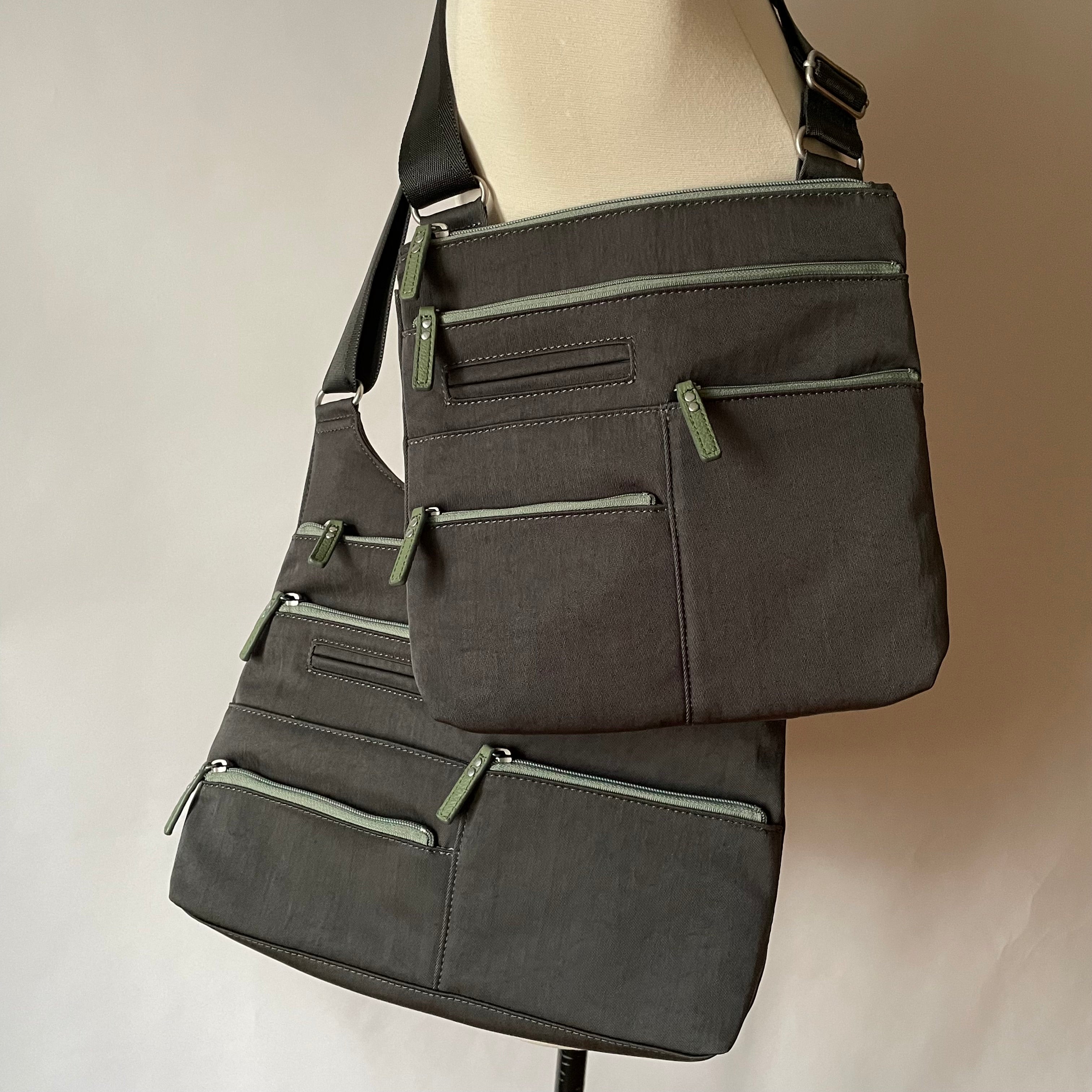NICO - Grey x Sage | Multi-Pocket Shoulder Bag | Small