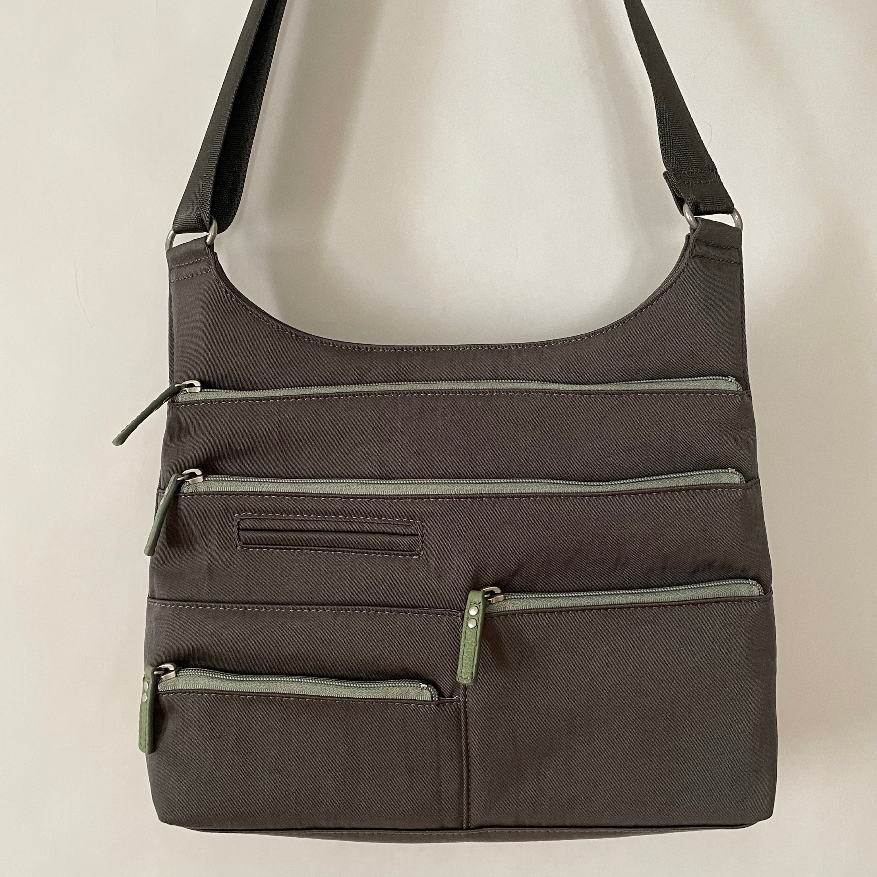 TEELA - Grey x Sage | Multi-Pocket Shoulder Bag | Medium