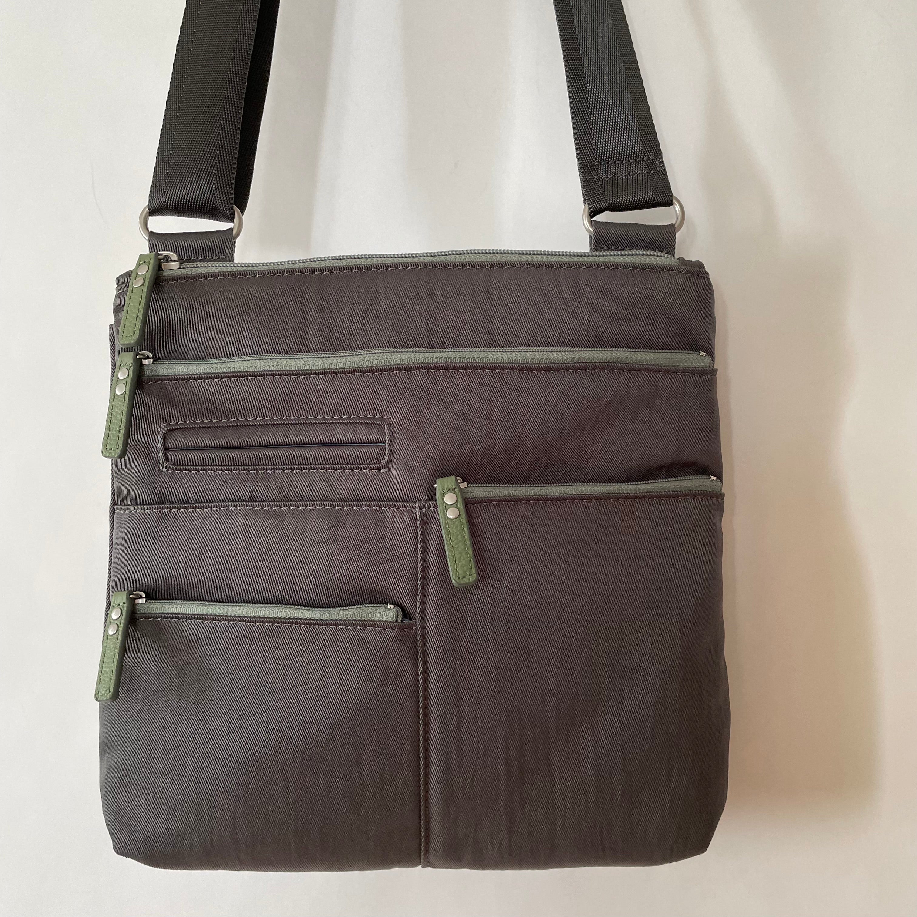 NICO - Grey x Sage | Multi-Pocket Shoulder Bag | Small