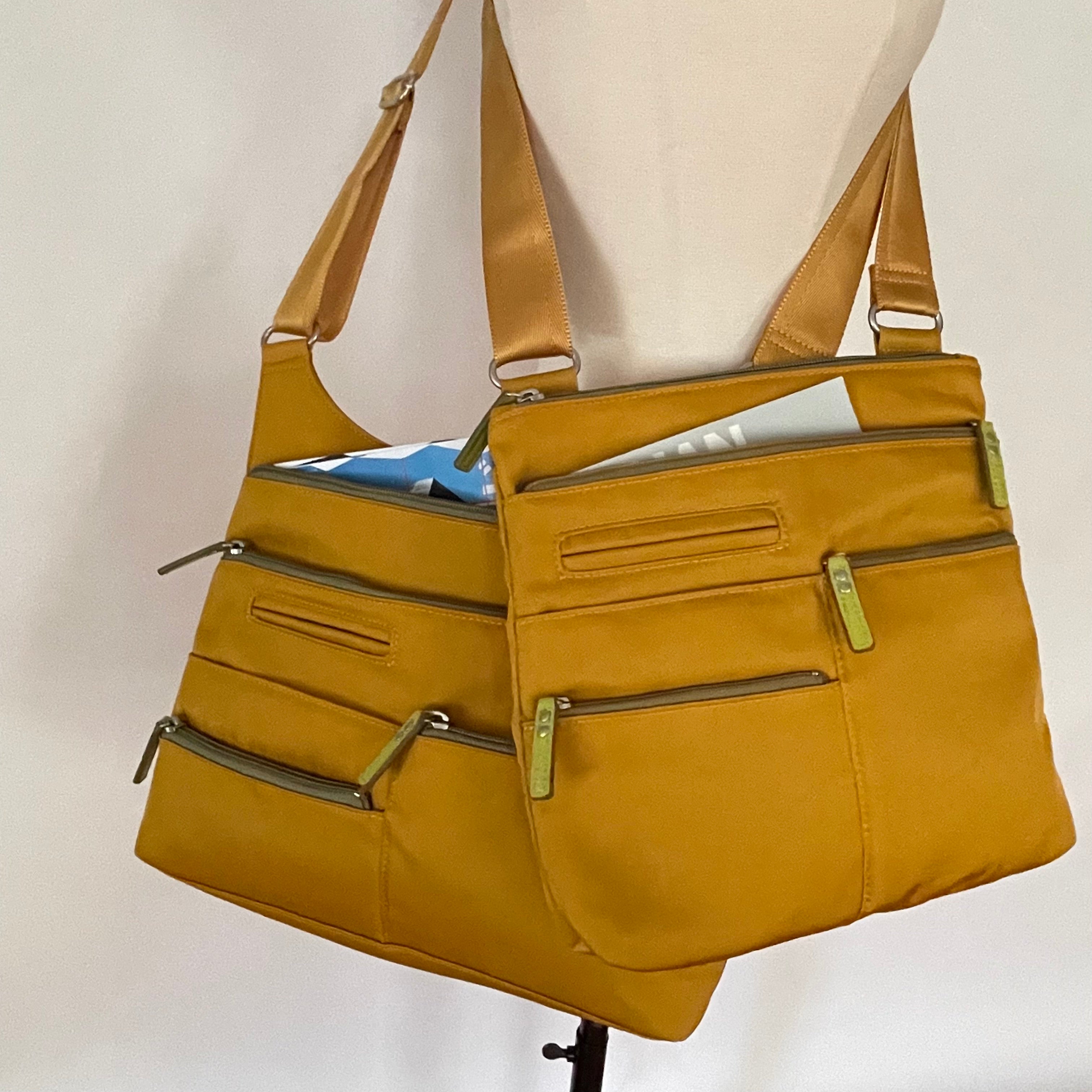 TEELA - Canary x Olive | Multi-Pocket Shoulder Bag | Medium