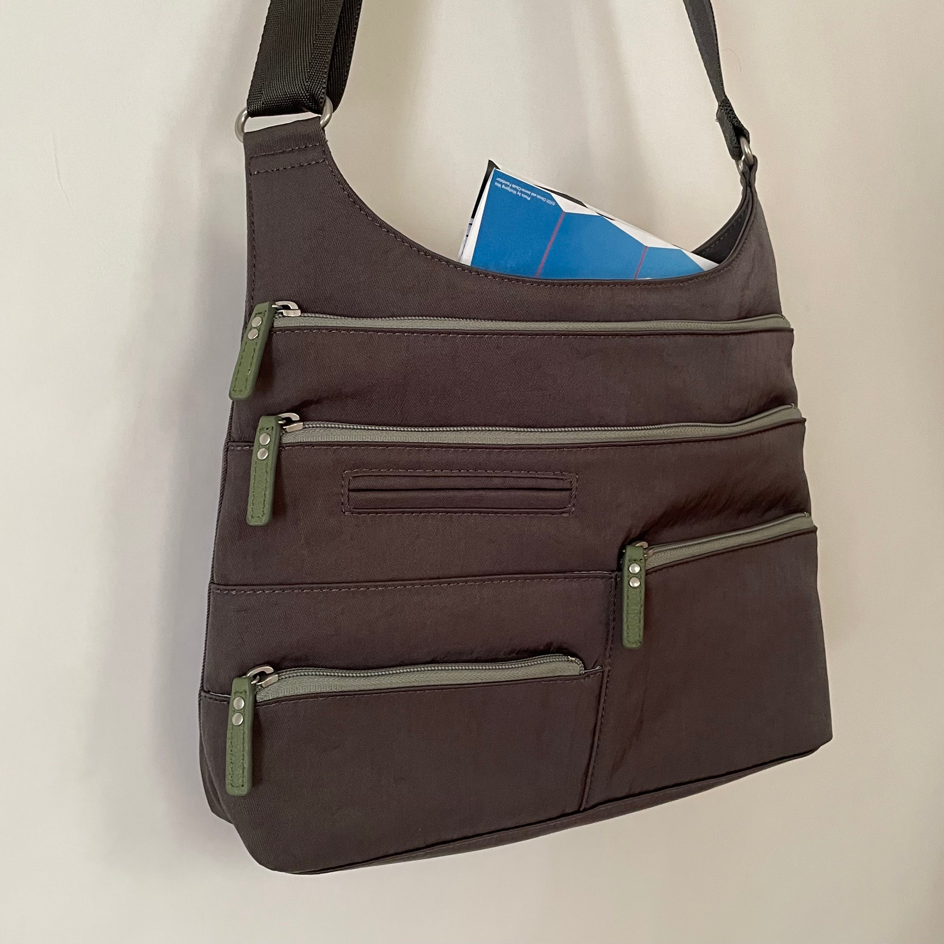 TEELA - Grey x Sage | Multi-Pocket Shoulder Bag | Medium