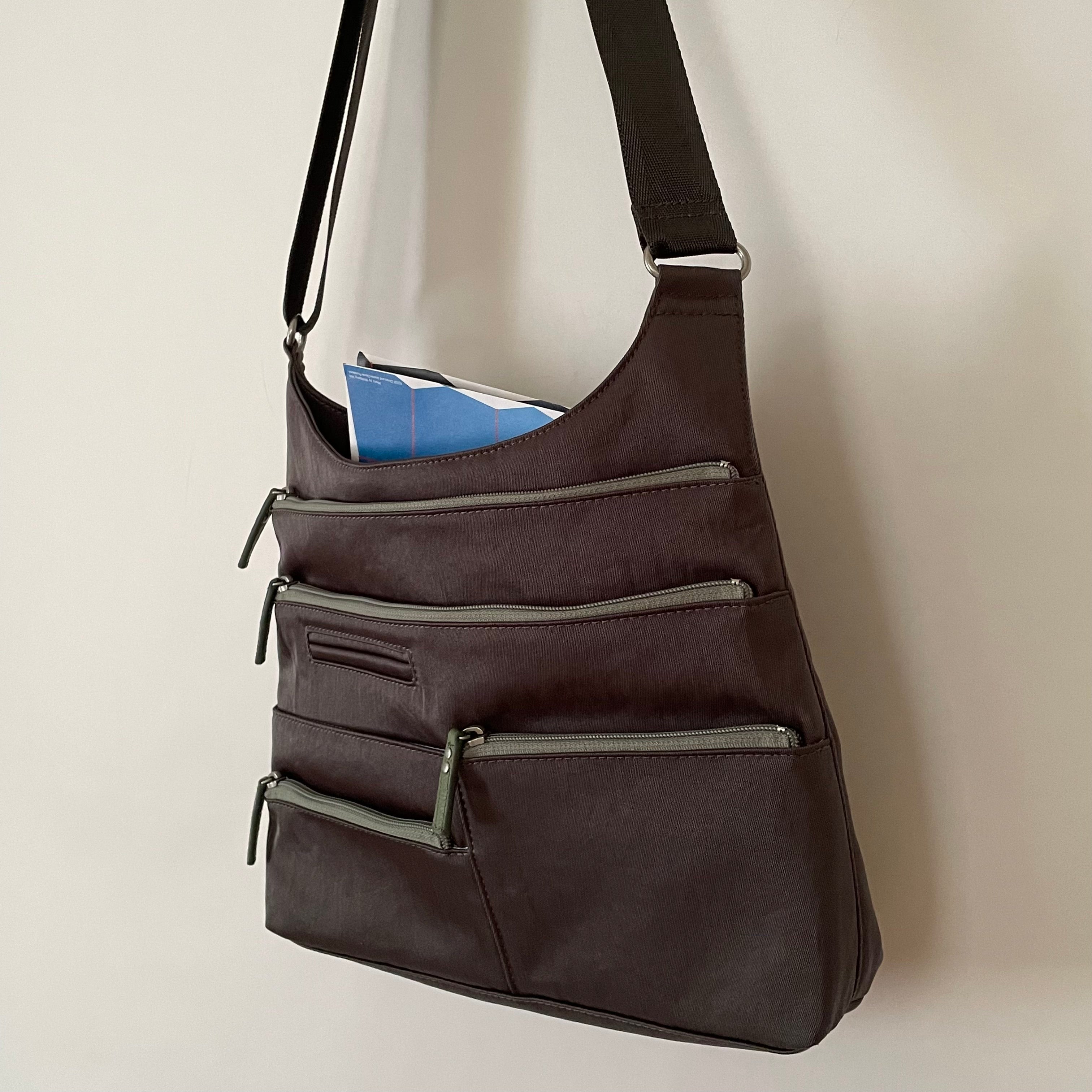TEELA - Grey x Sage | Multi-Pocket Shoulder Bag | Medium