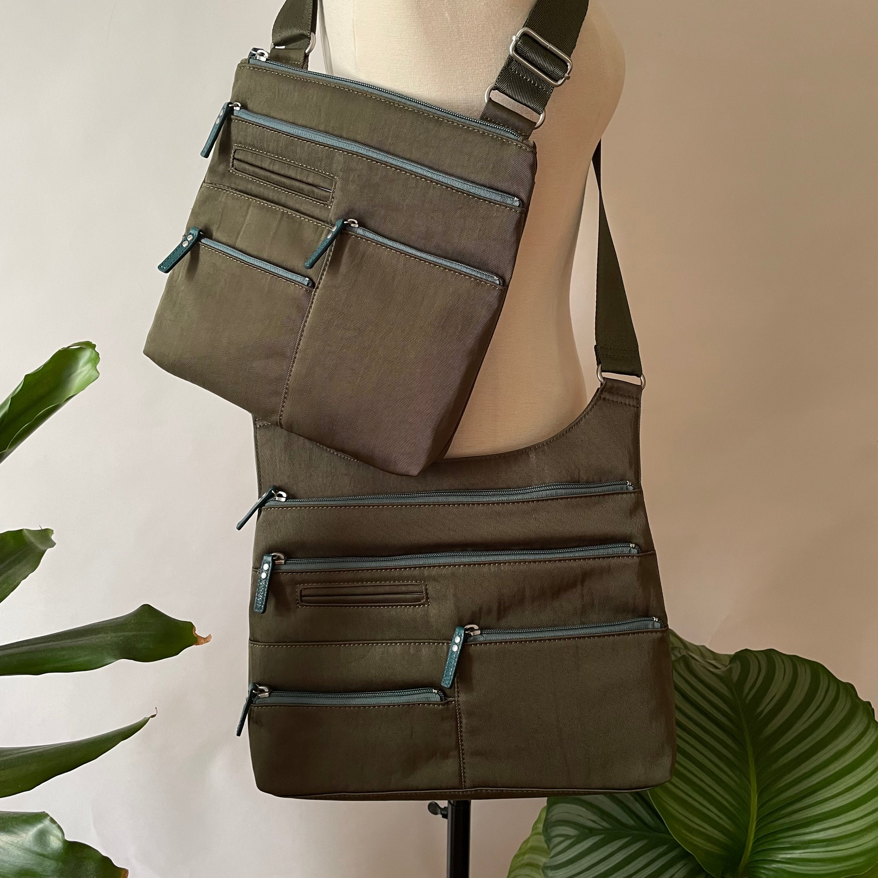 TEELA - Willow x Azure | Multi-Pocket Shoulder Bag | Medium