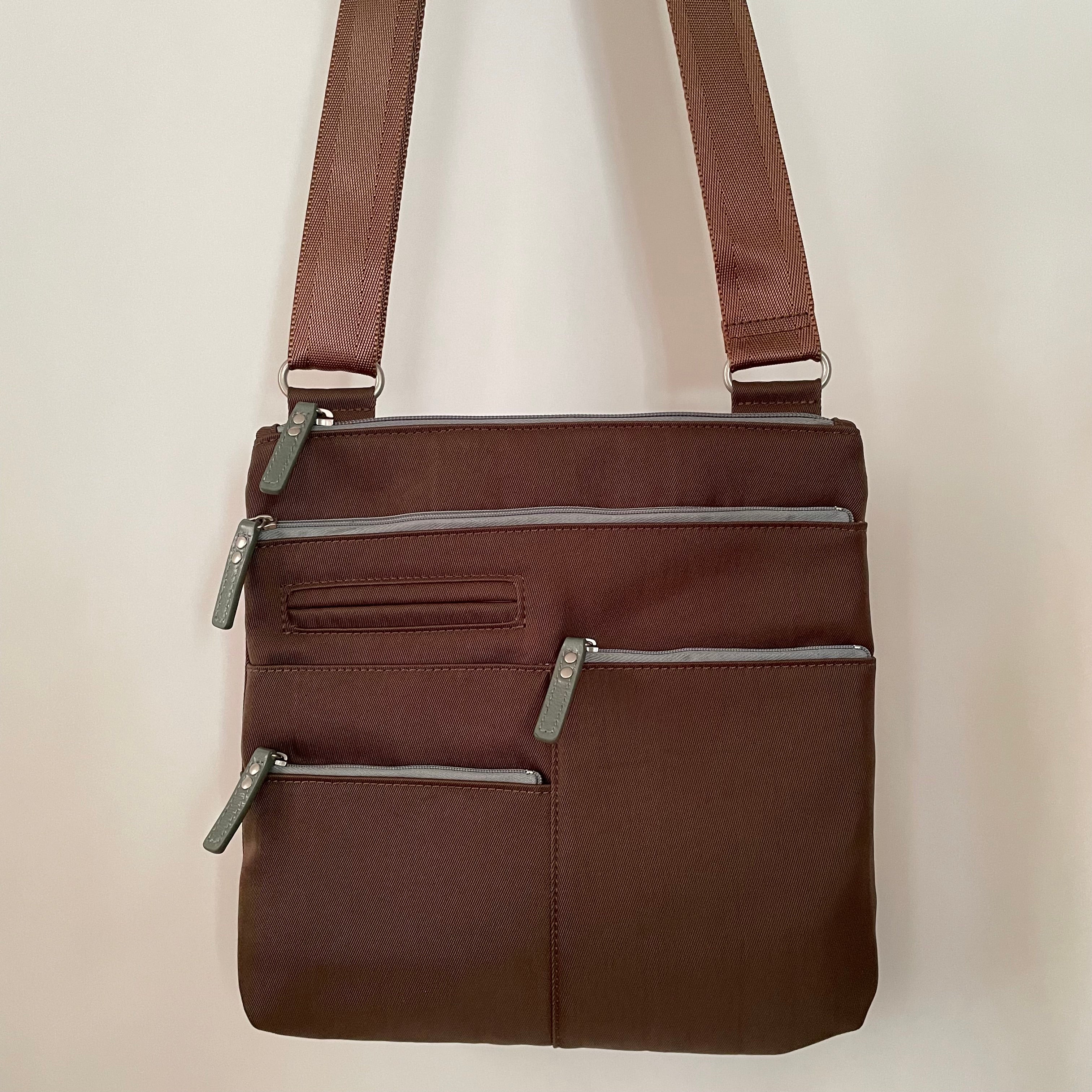 NICO - Mocha x Sage | Multi-Pocket Shoulder Bag | Small