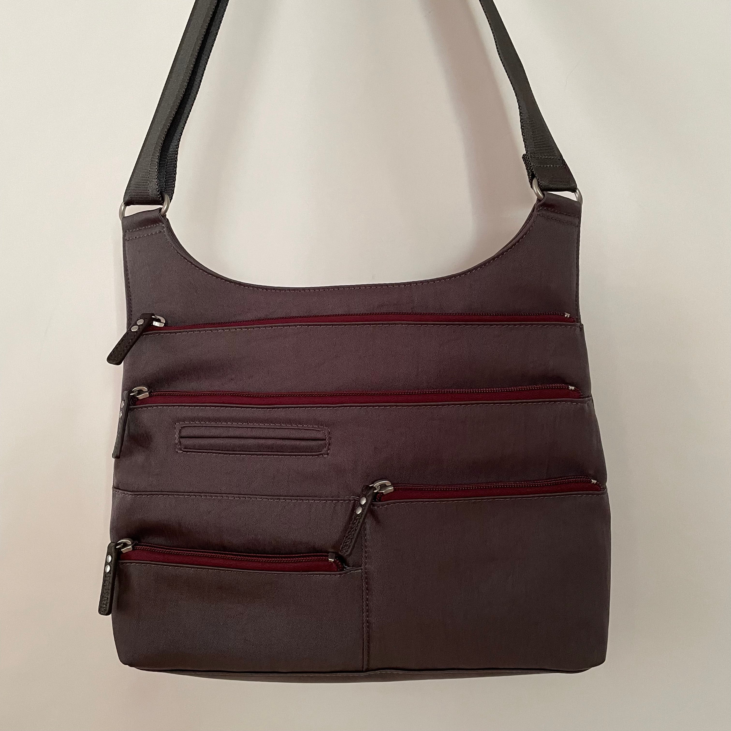 TEELA - Grey x Maroon | Multi-Pocket Shoulder Bag | Medium