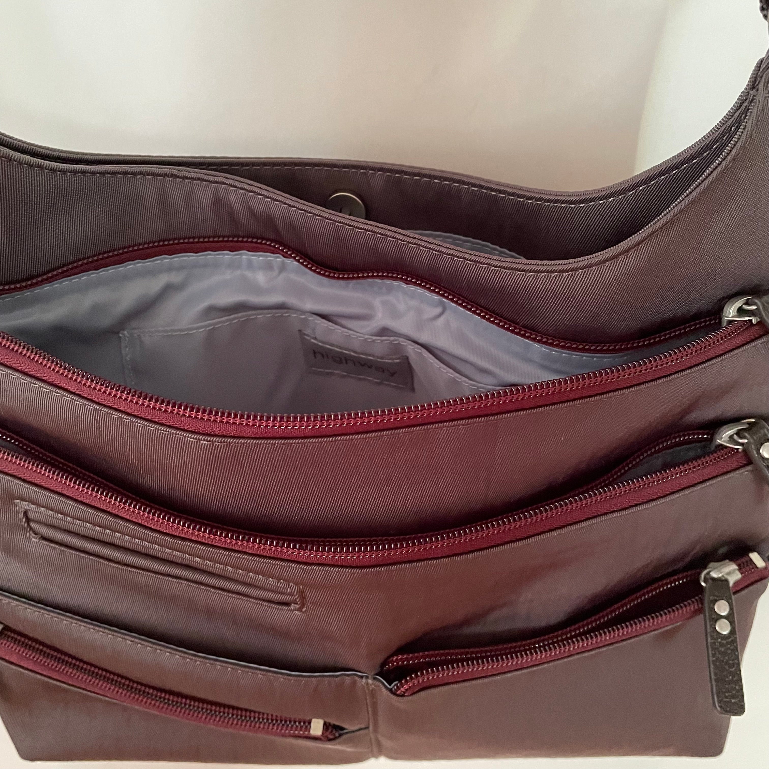TEELA - Grey x Maroon | Multi-Pocket Shoulder Bag | Medium – Highway