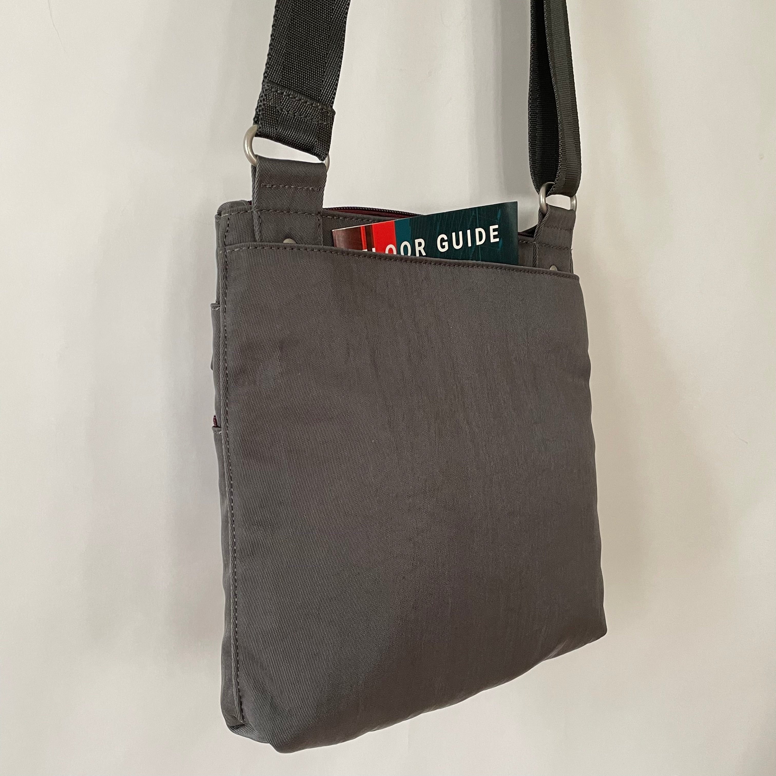 NICO - Grey x Maroon | Multi-Pocket Shoulder Bag | Small