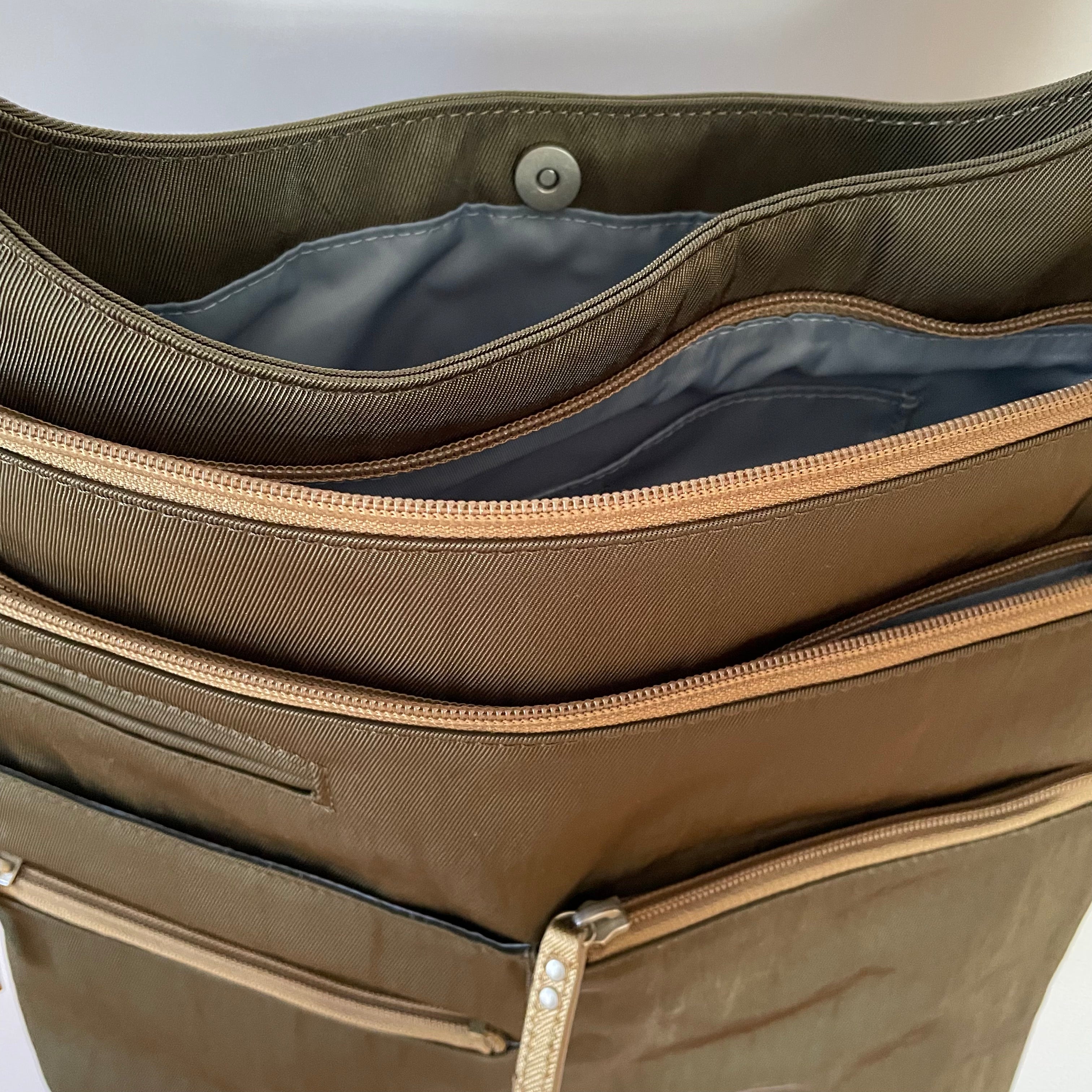 LUCY - Willow x Gold | Multi-Pocket Shoulder Bag | Large