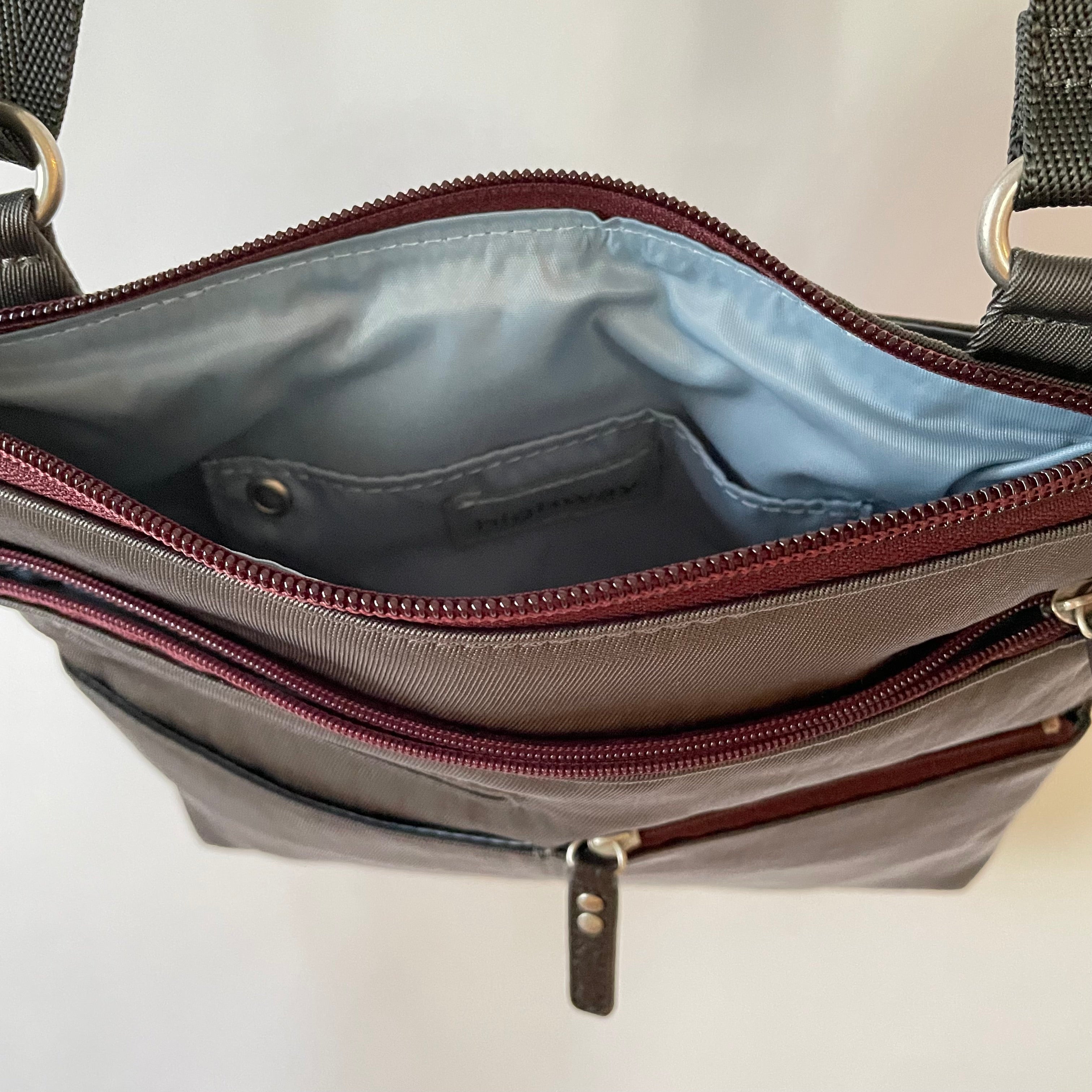 PETE - Grey x Maroon | Multi-Pocket Shoulder Bag | Mini