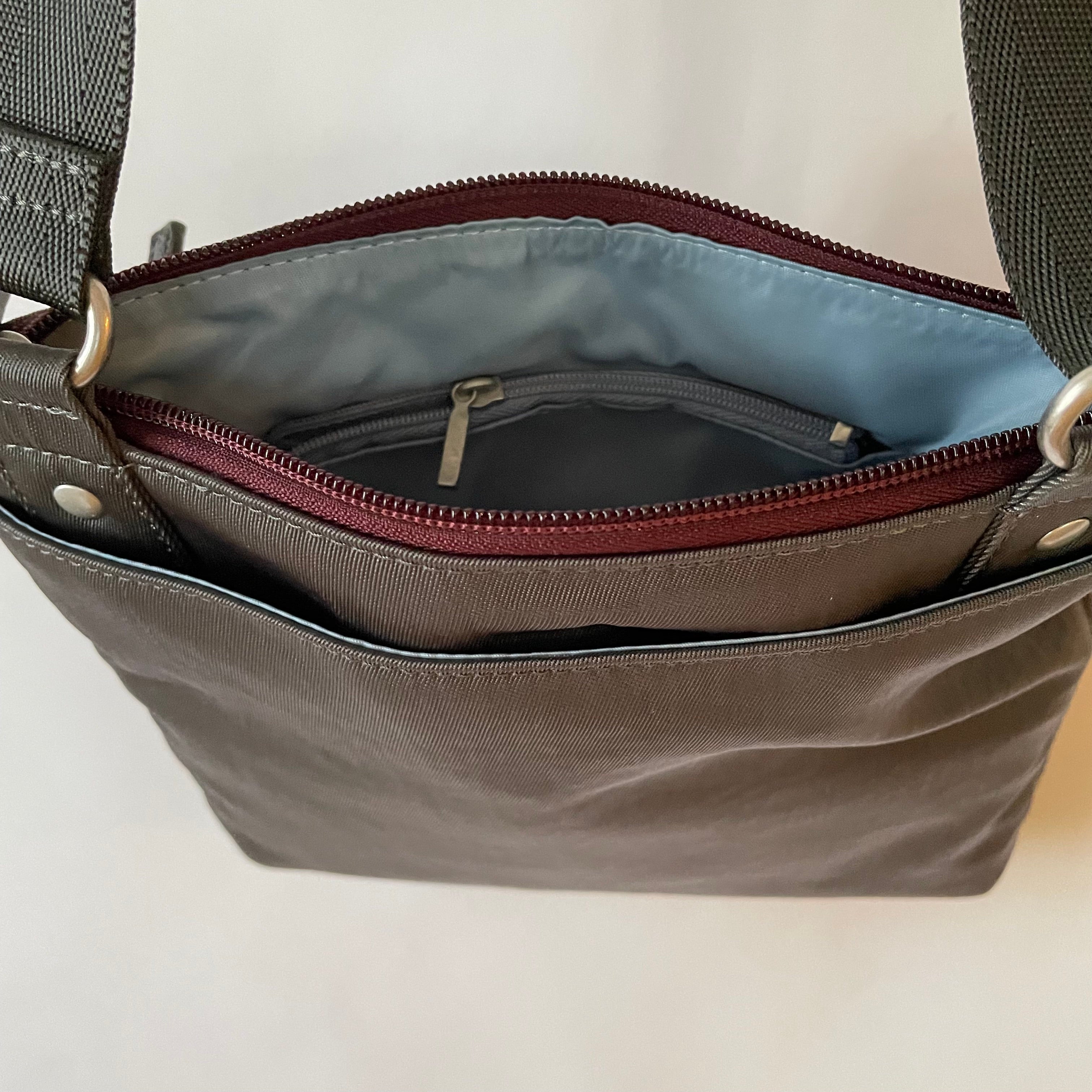 PETE - Grey x Maroon | Multi-Pocket Shoulder Bag | Mini