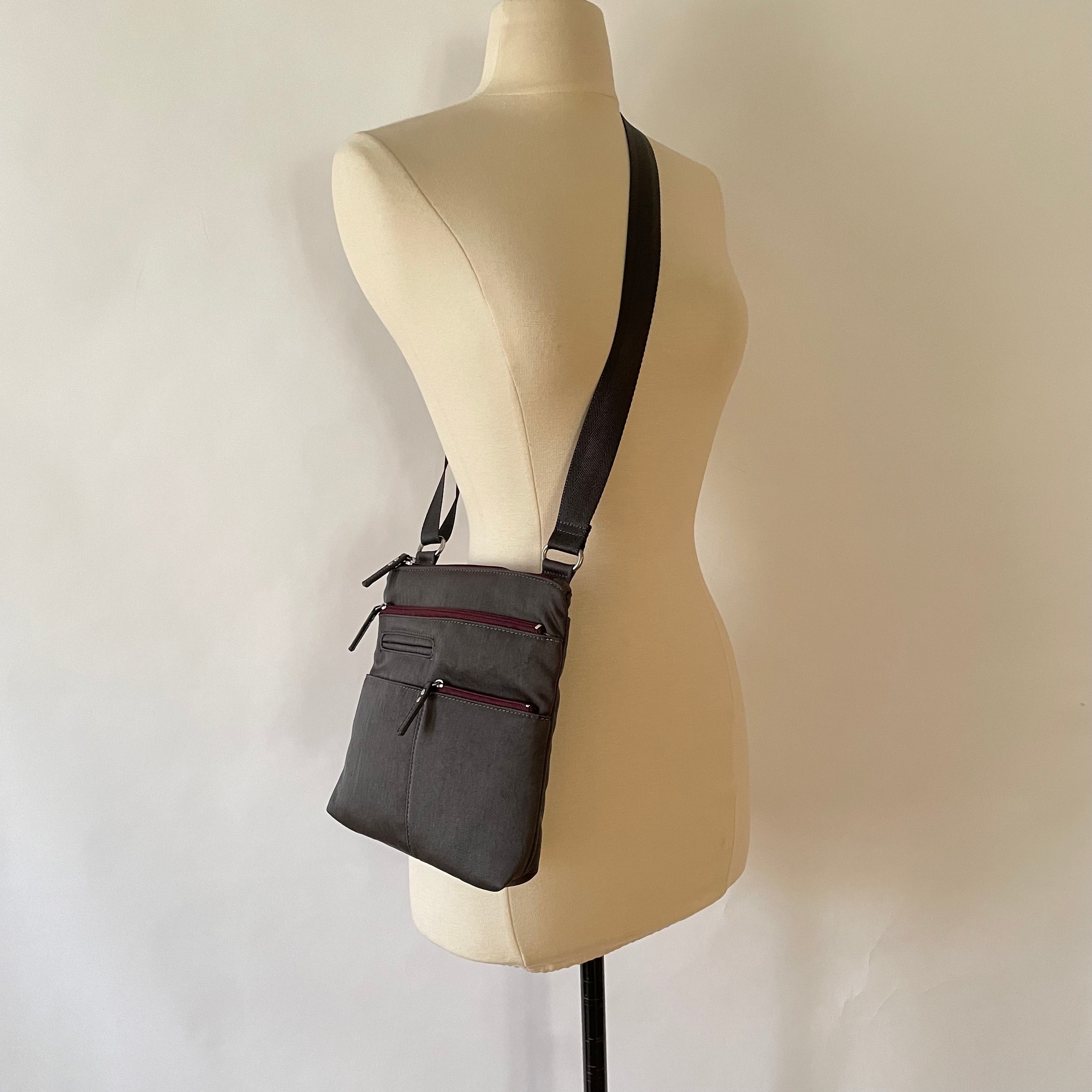 PETE - Grey x Maroon | Multi-Pocket Shoulder Bag | Mini