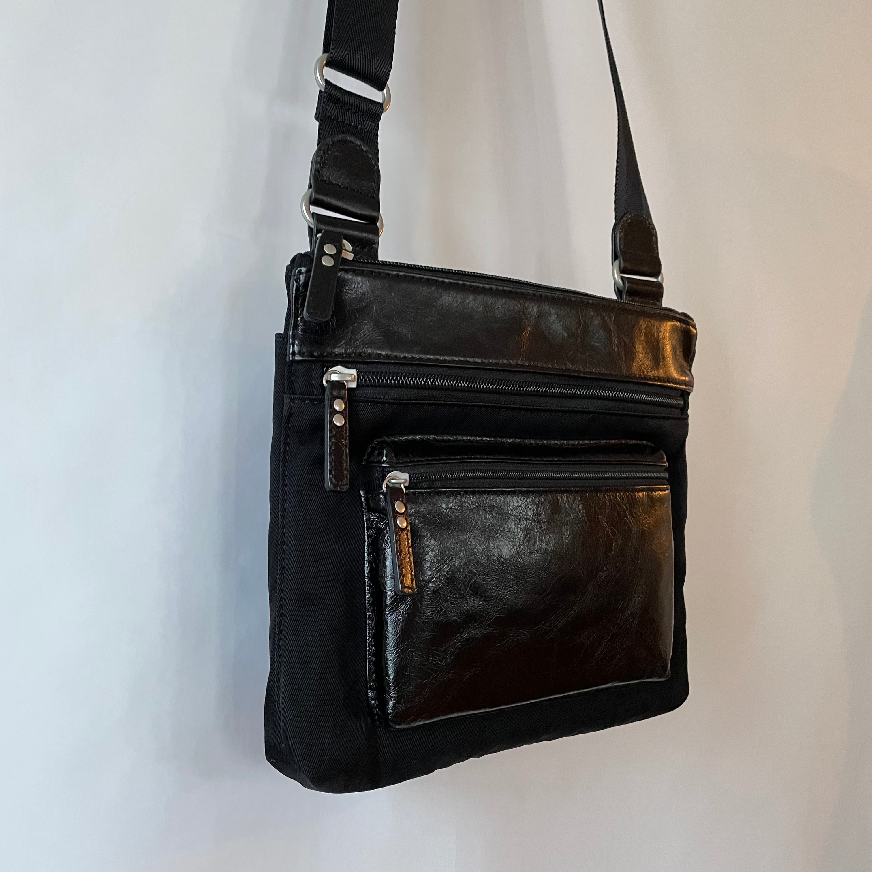 KIKI - Mini Leather & Nylon Mix Bag | Black