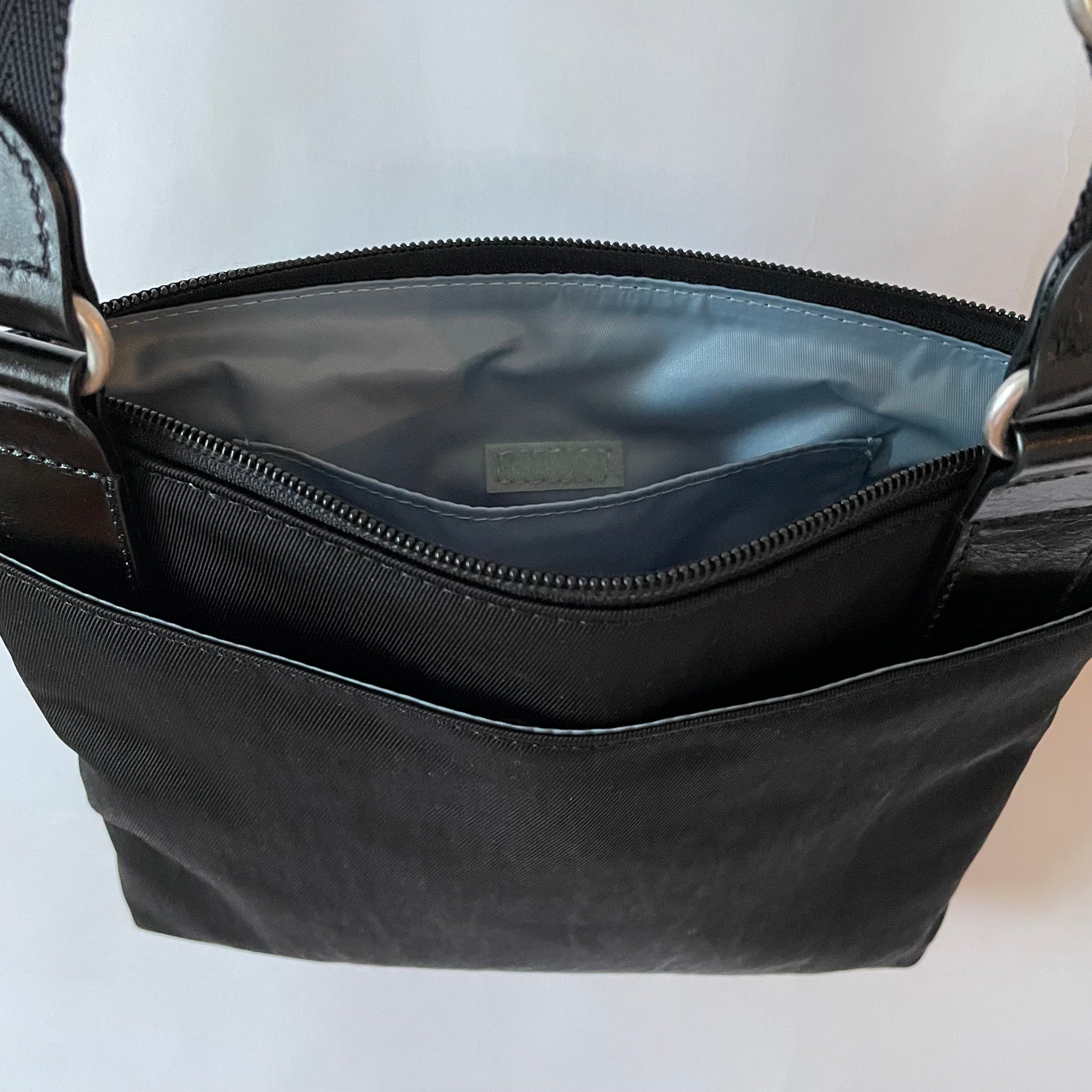 KIKI - Mini Leather & Nylon Mix Bag | Black