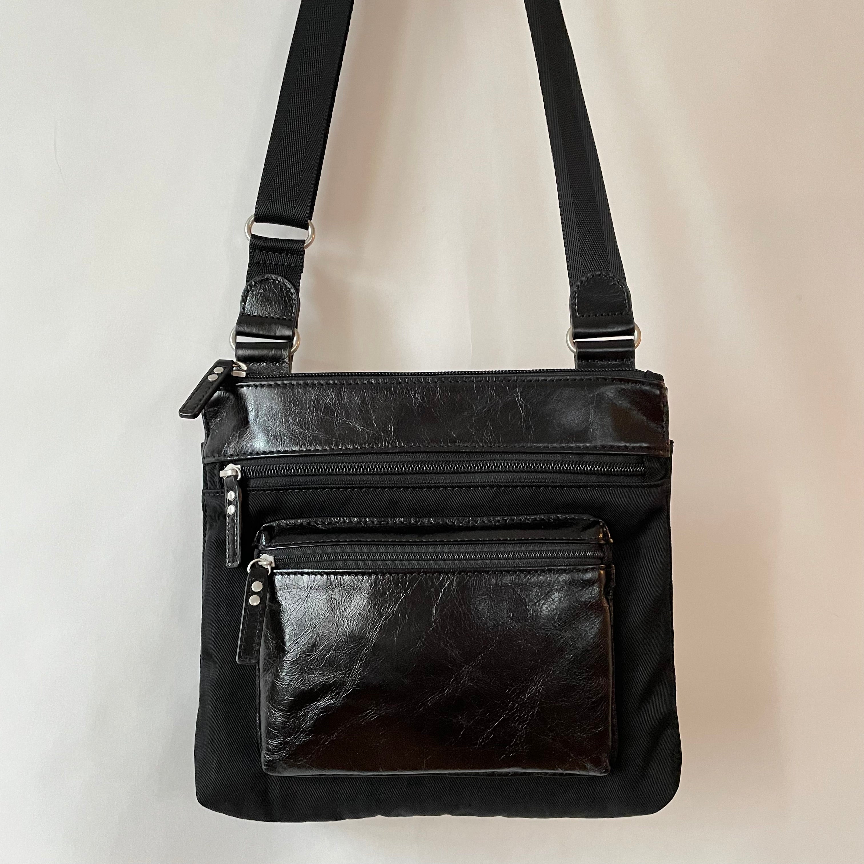 KIKI - Mini Leather & Nylon Mix Bag | Black