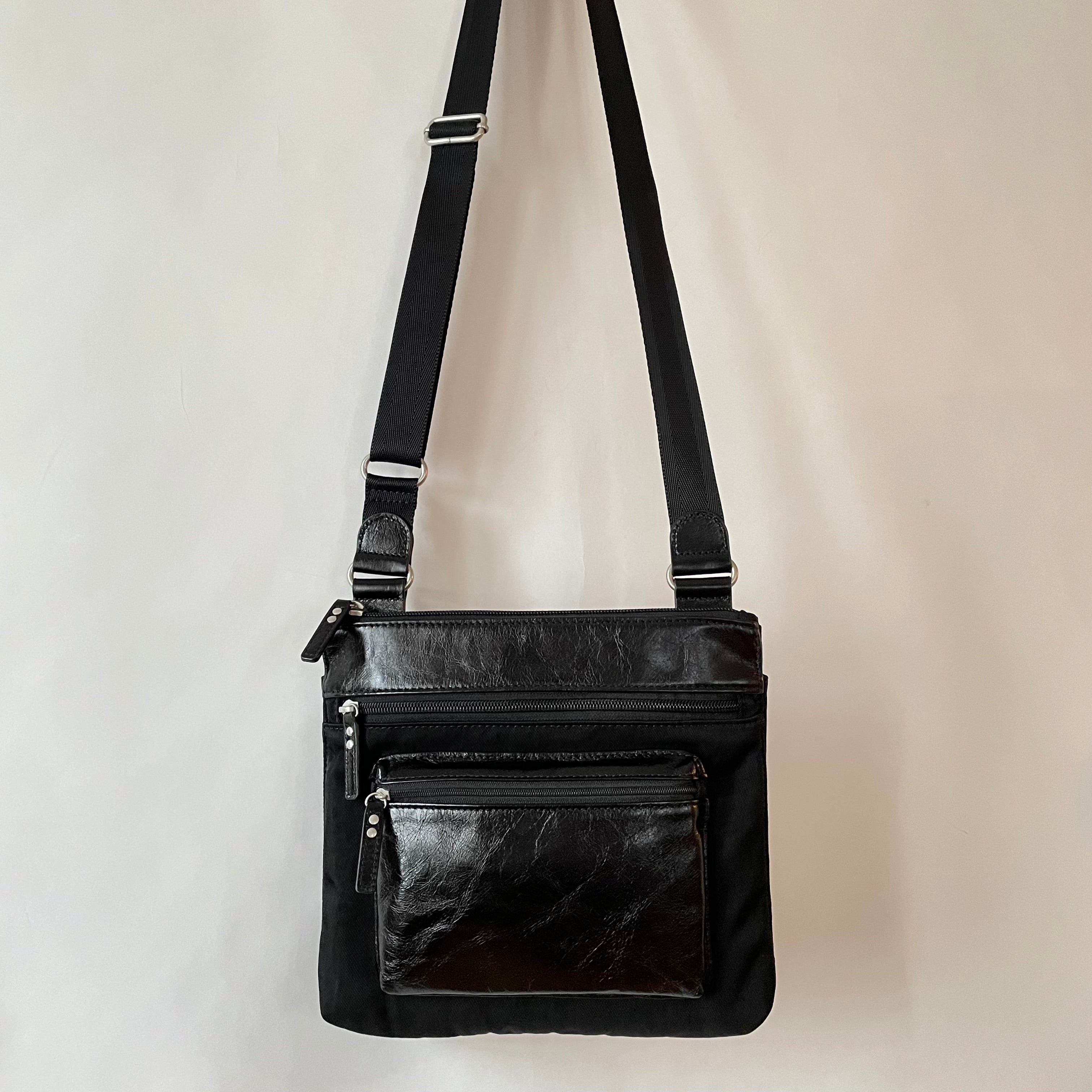 KIKI - Mini Leather & Nylon Mix Bag | Black