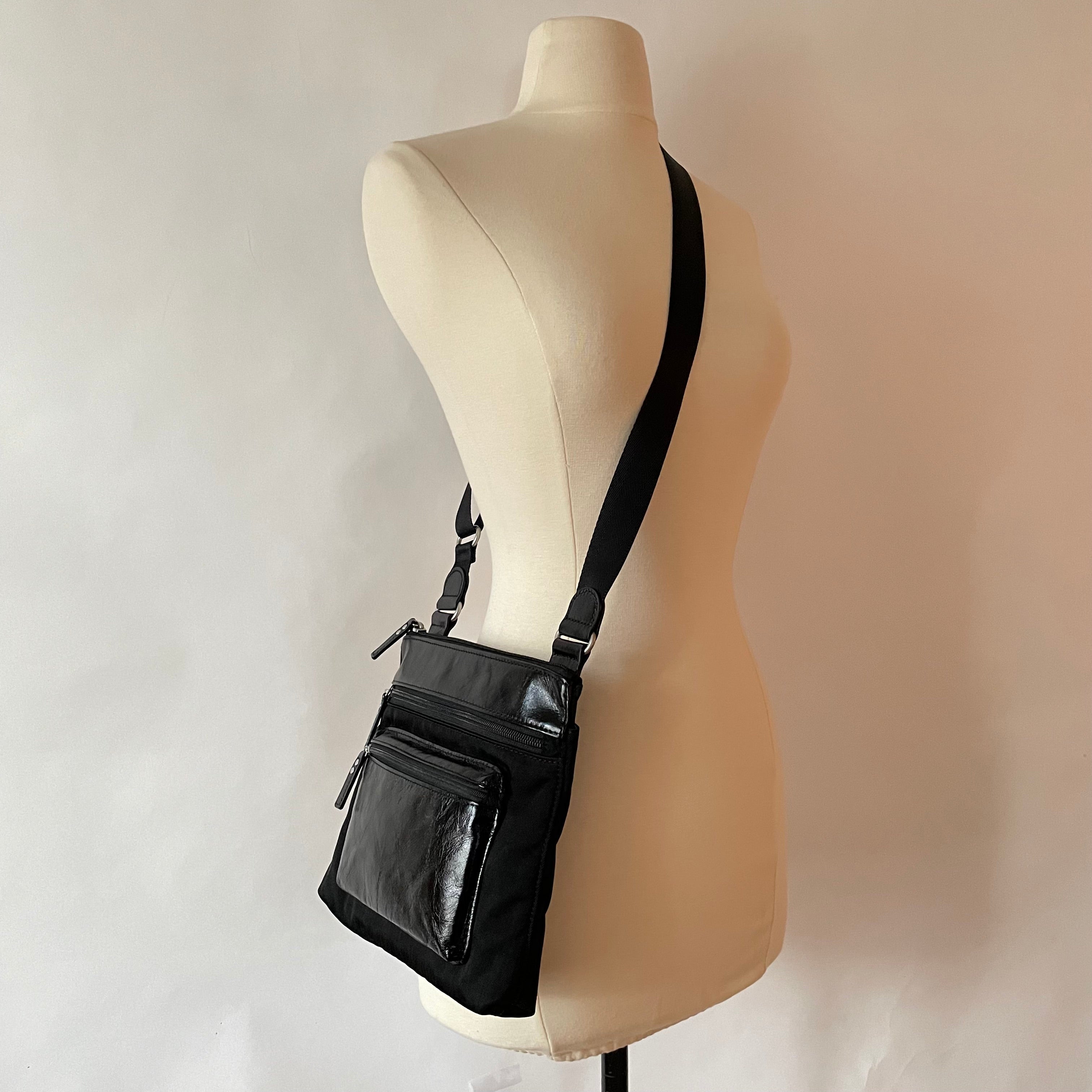 KIKI - Mini Leather & Nylon Mix Bag | Black