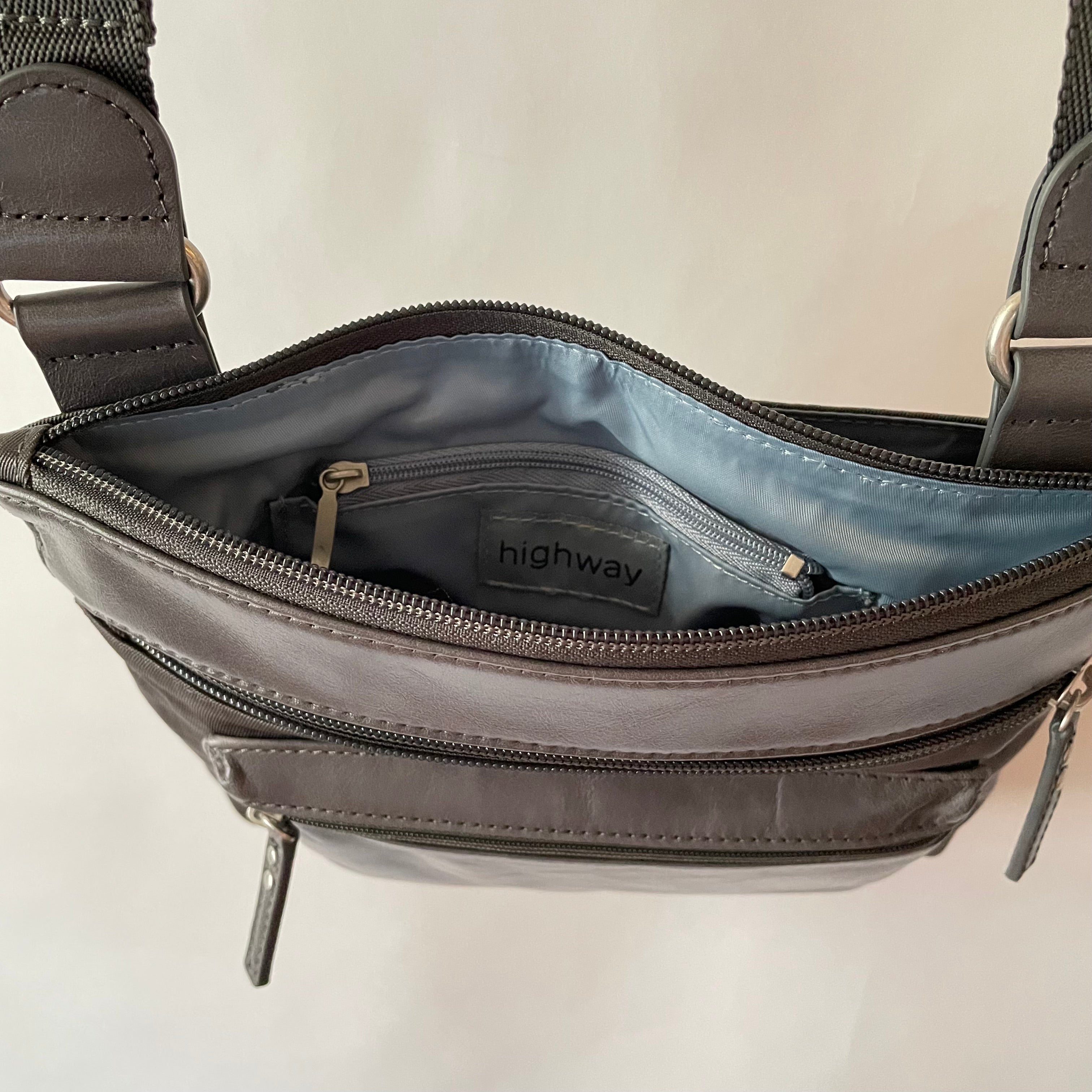 KIKI - Mini Leather & Nylon Mix Bag | Grey