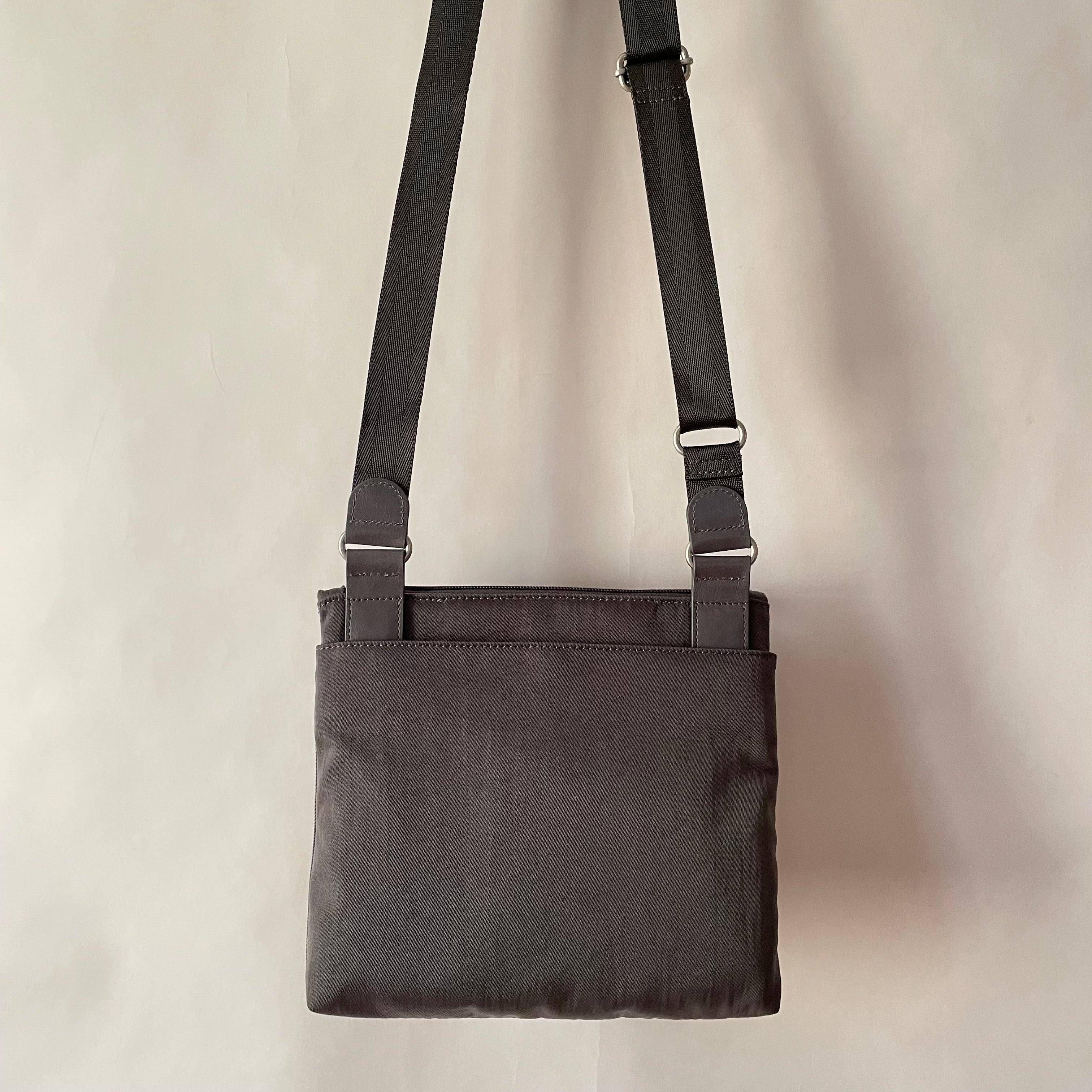 KIKI - Mini Leather & Nylon Mix Bag | Grey