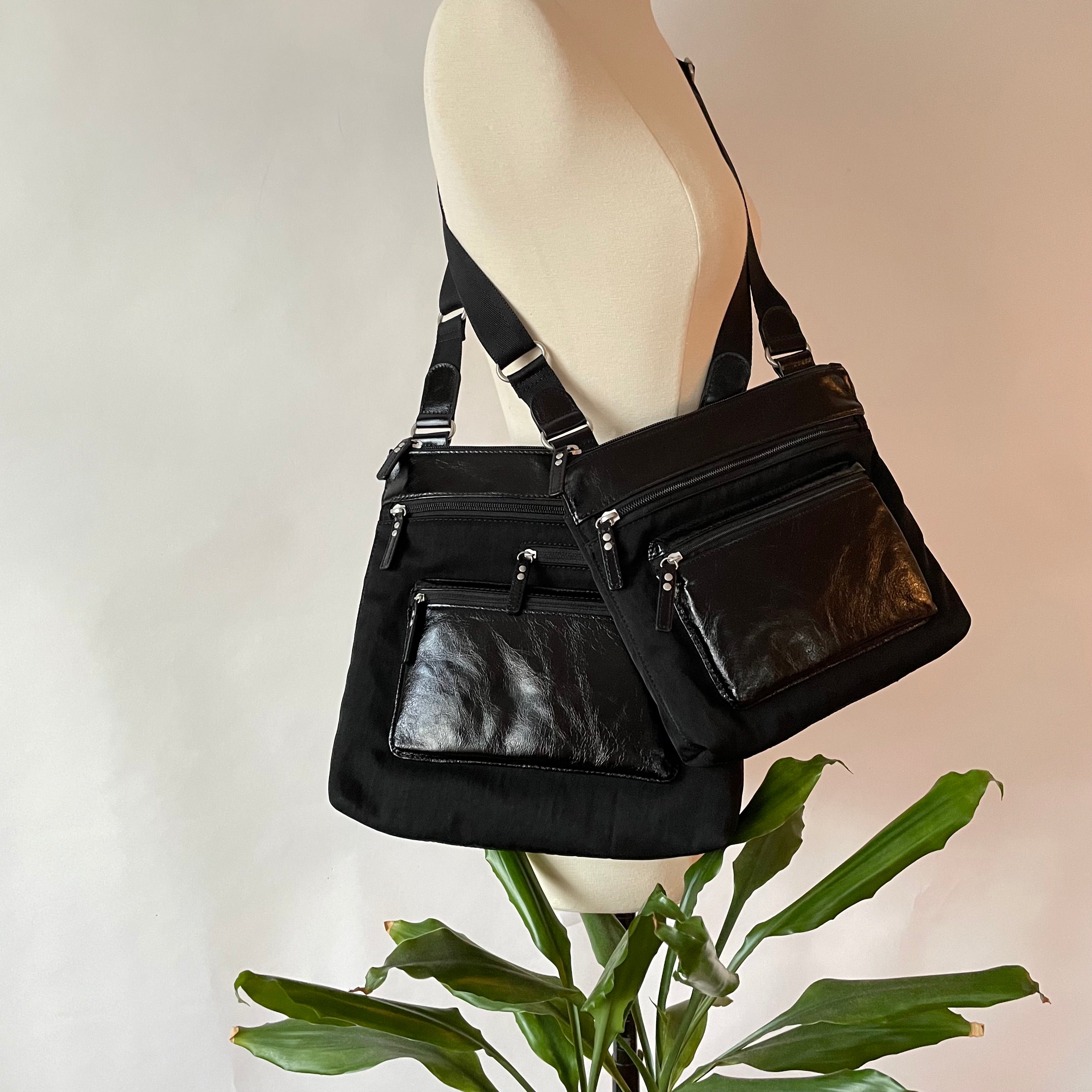 KIKI - Mini Leather & Nylon Mix Bag | Black