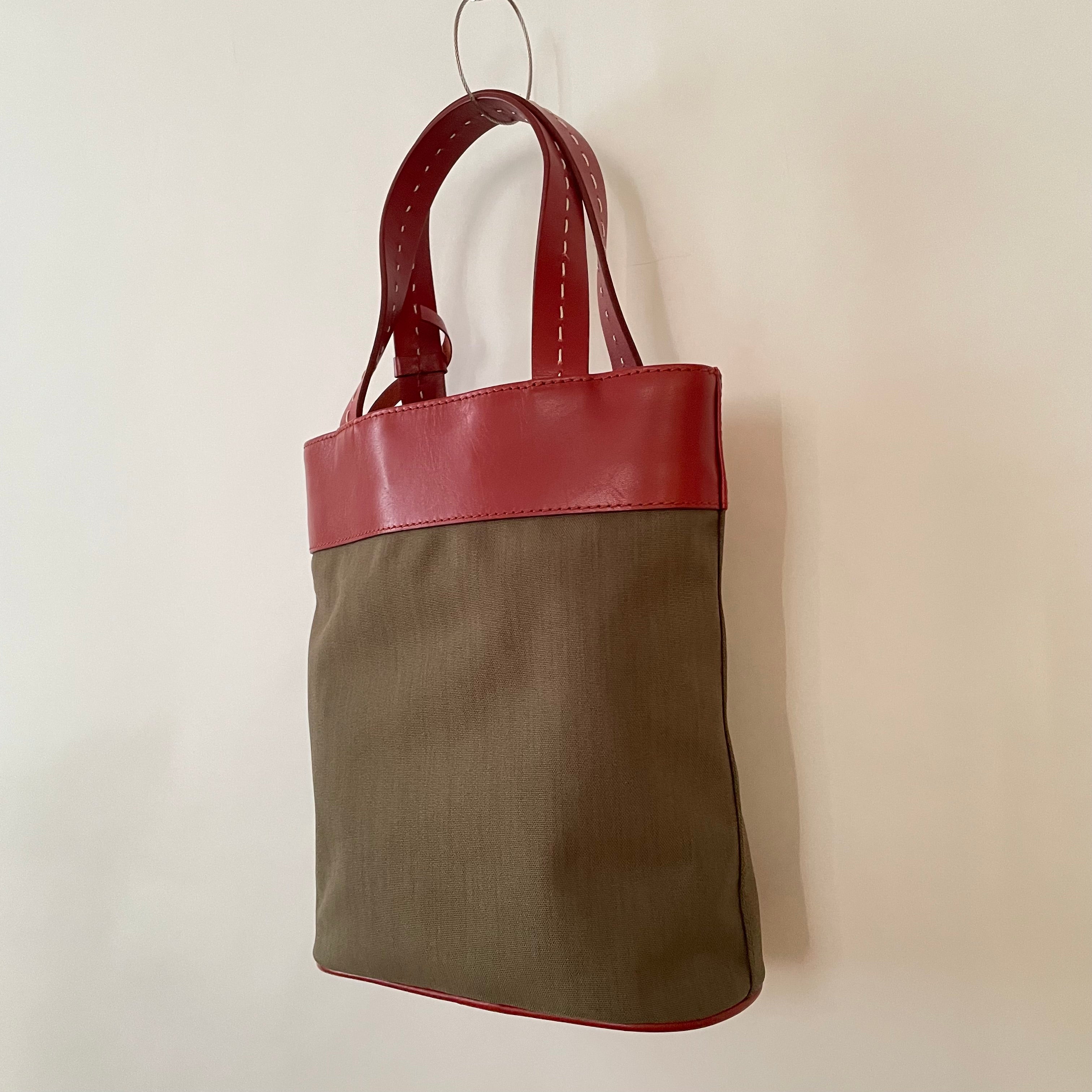 Premium Collection | Khaki Nylon x Brick Leather Print on Leather Applique