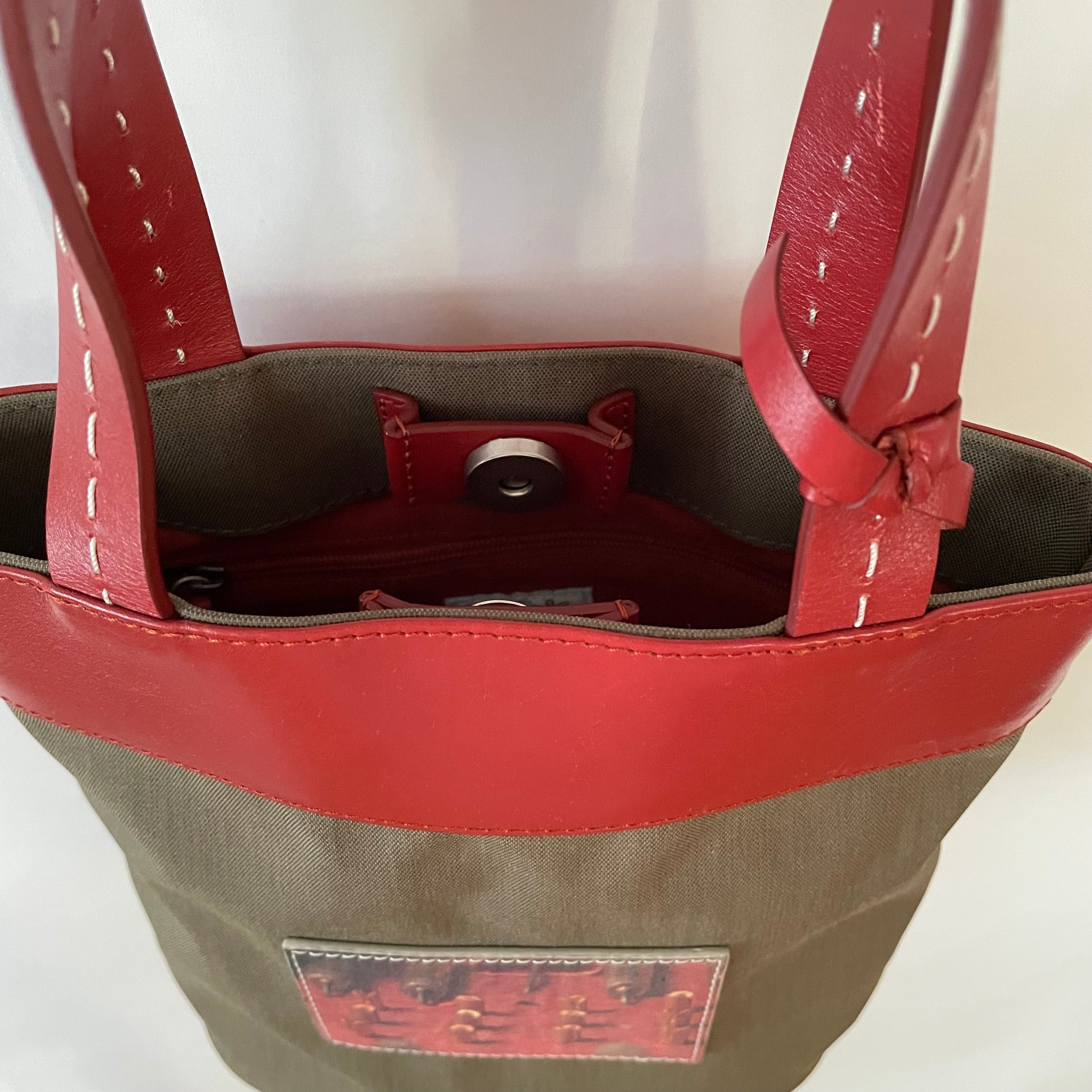 Premium Collection | Khaki Nylon x Brick Leather Print on Leather Applique