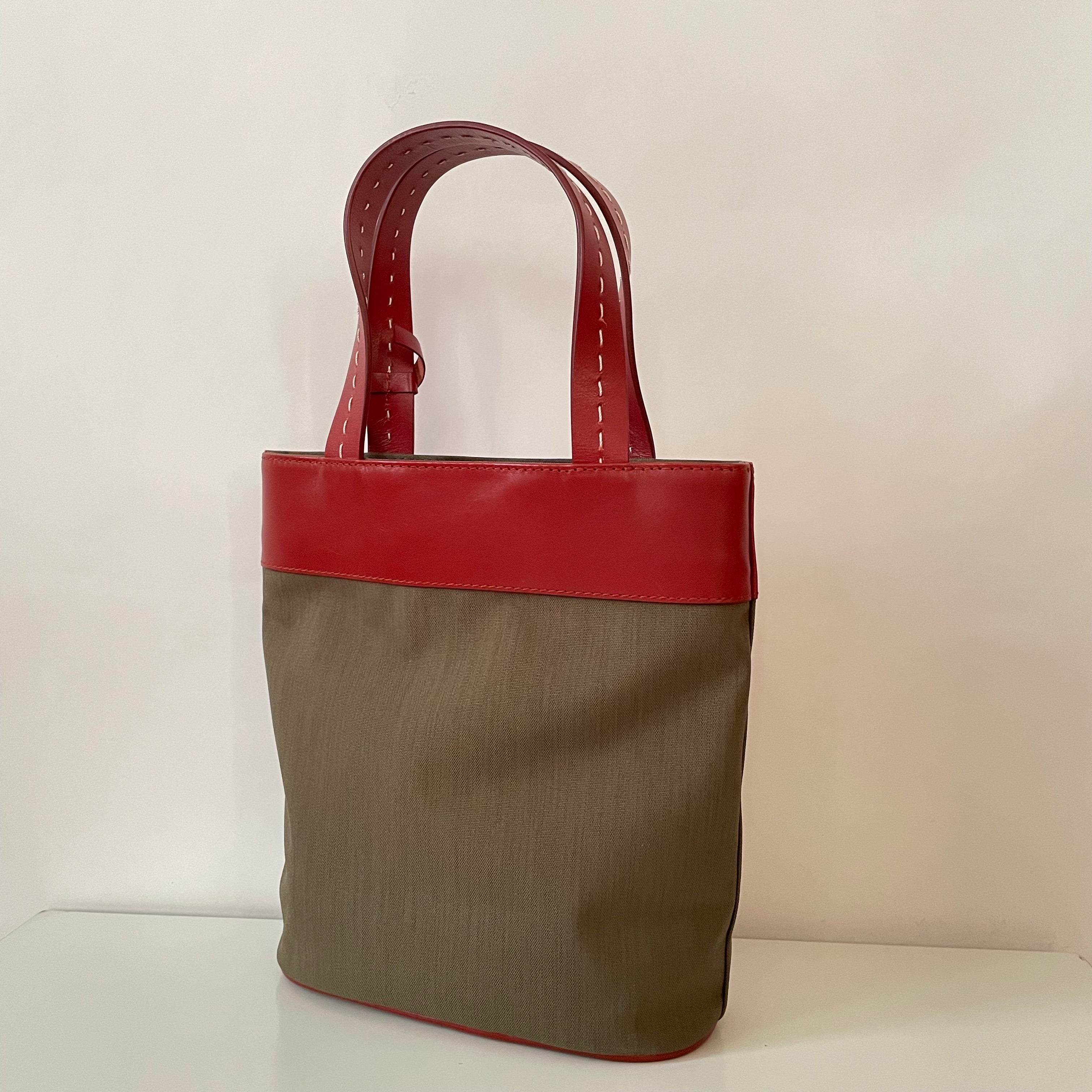 Premium Collection | Khaki Nylon x Brick Leather Print on Leather Applique