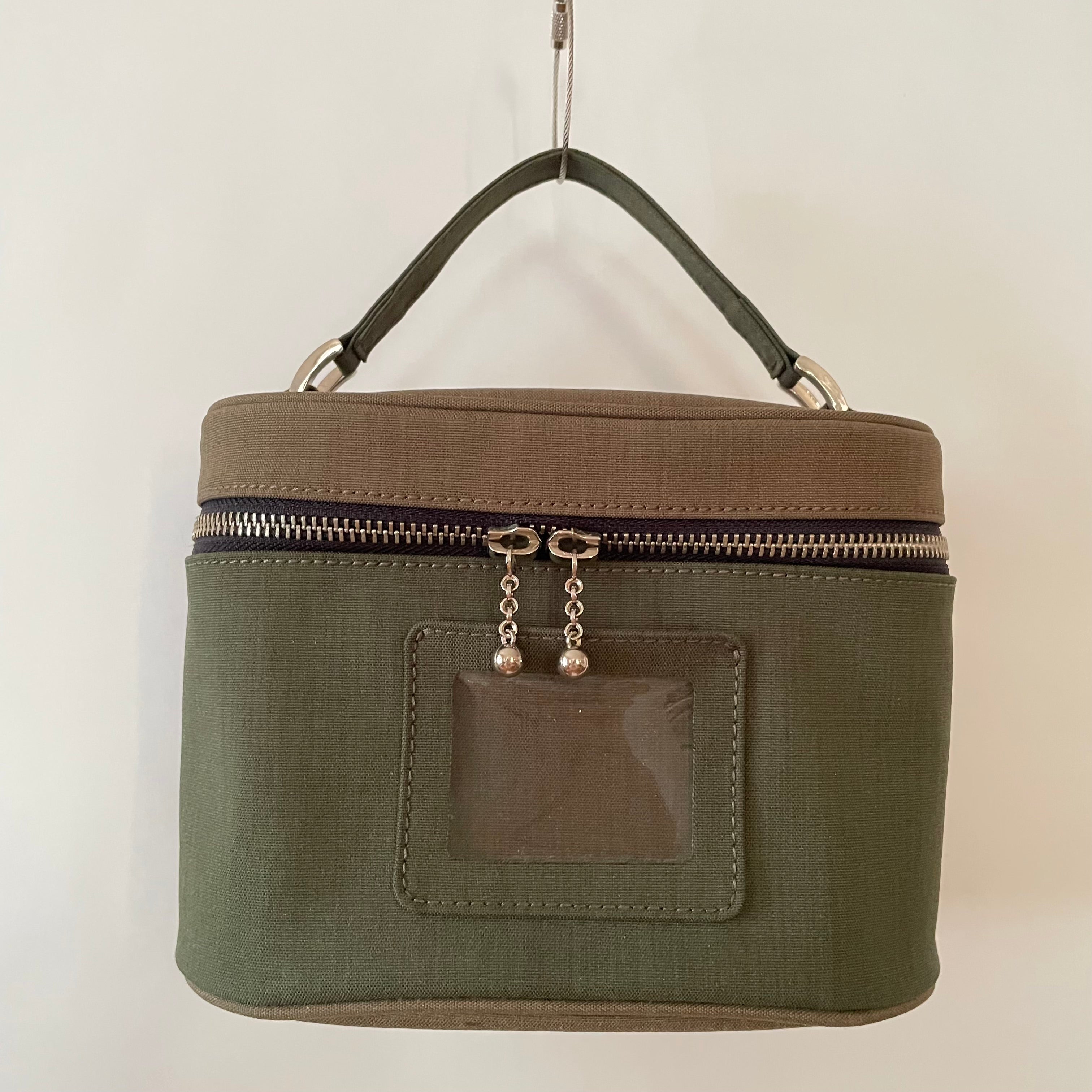 Premium Collection | Khaki x Forest Nylon Classic Vanity Case in Elliptical Form