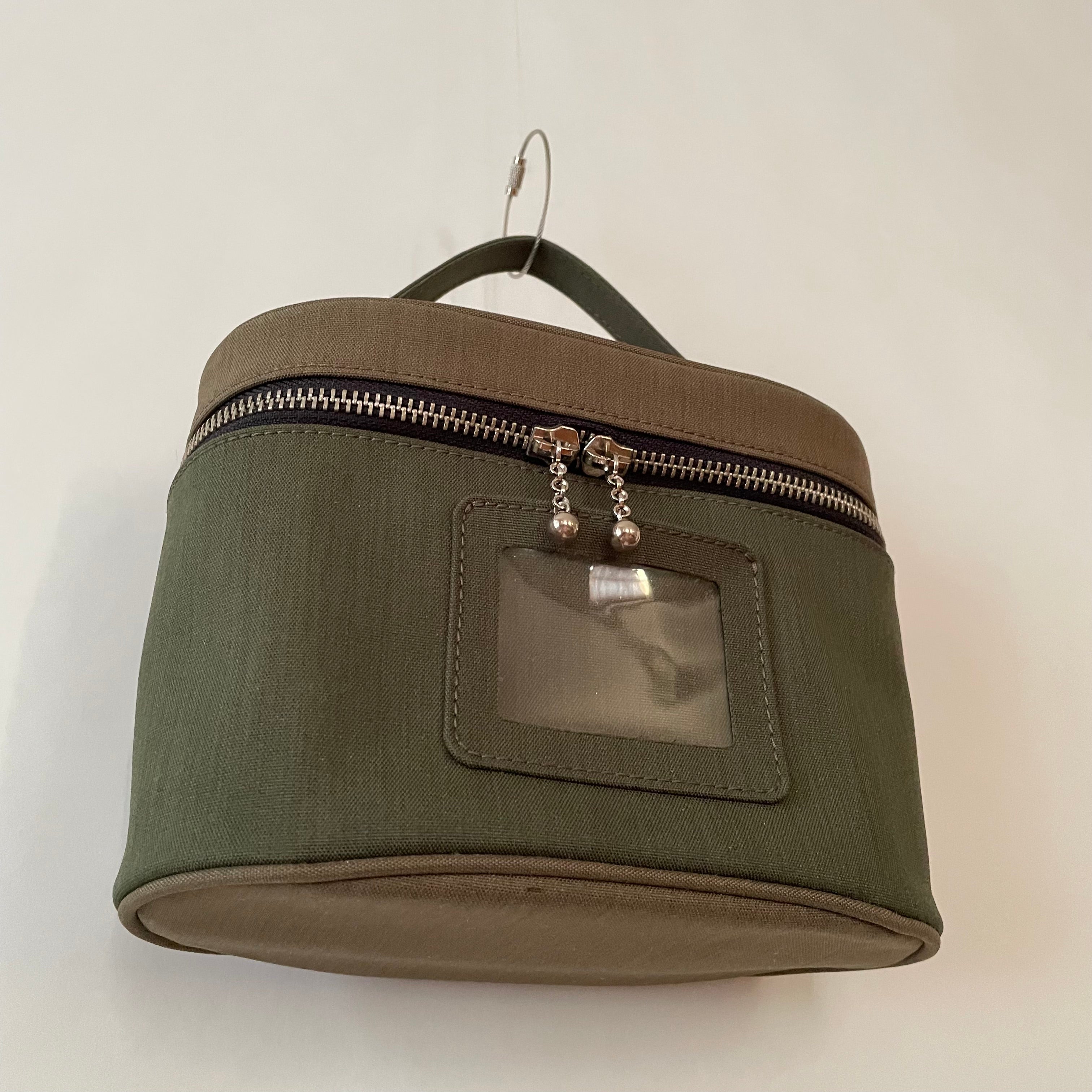 Premium Collection | Khaki x Forest Nylon Classic Vanity Case in Elliptical Form