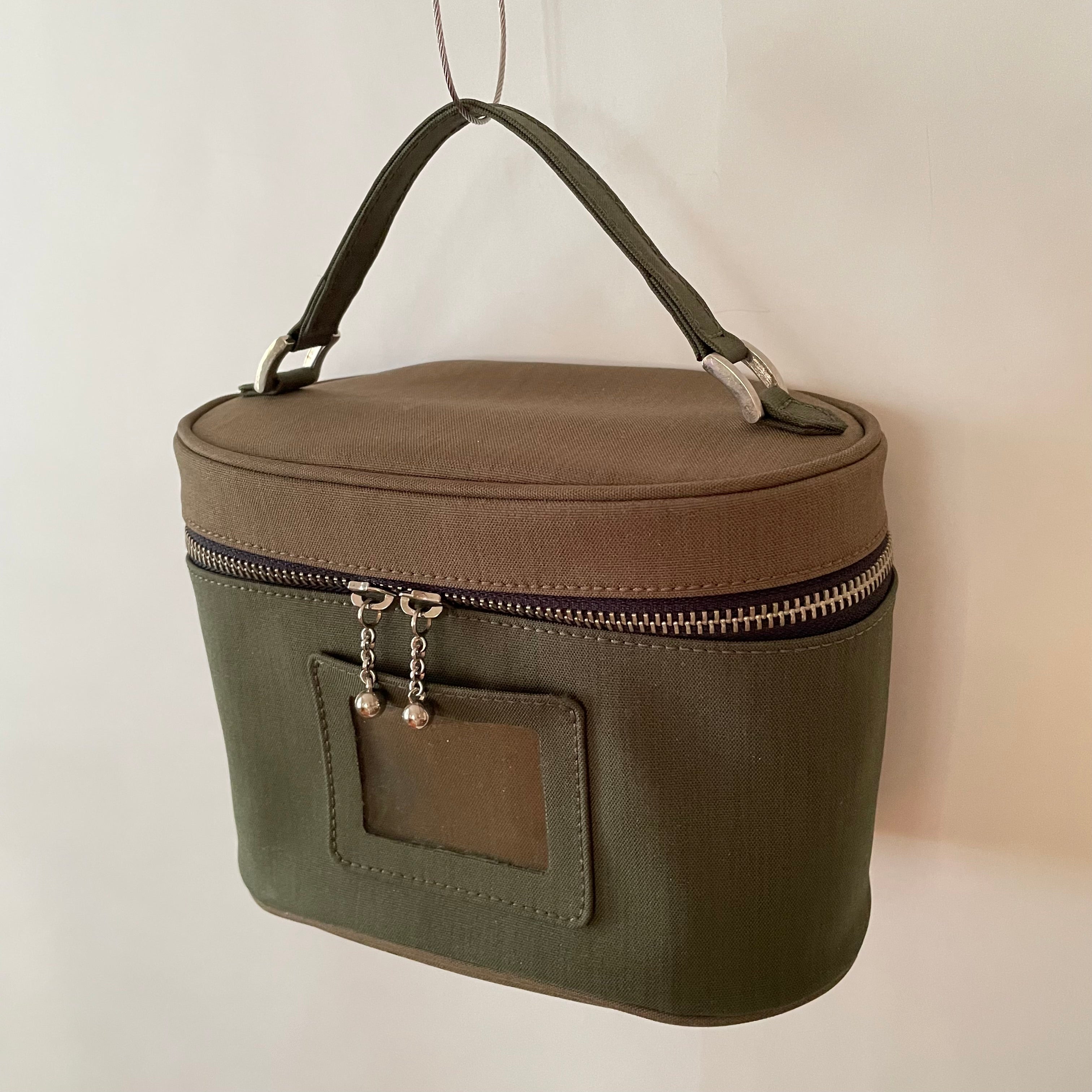 Premium Collection | Khaki x Forest Nylon Classic Vanity Case in Elliptical Form