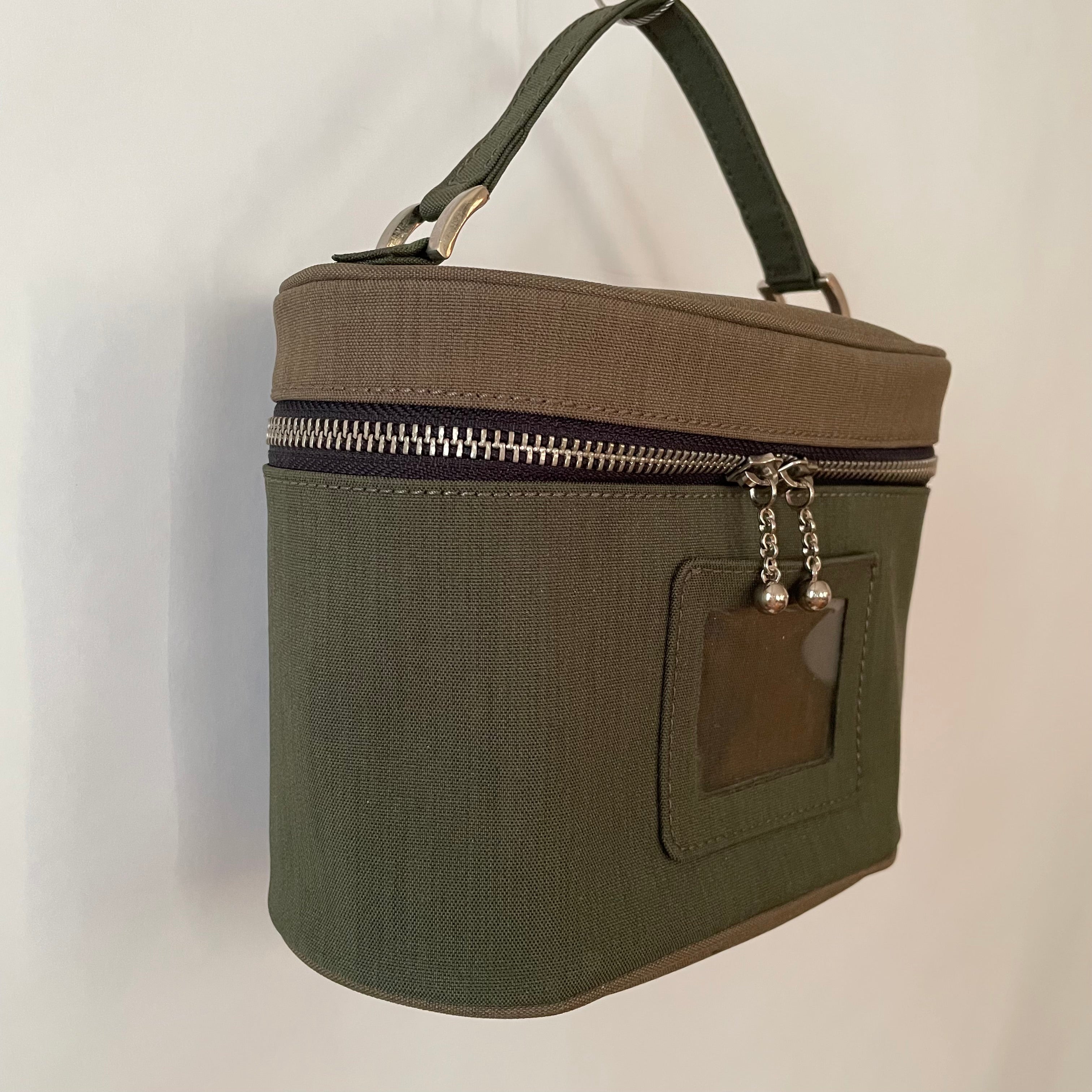 Premium Collection | Khaki x Forest Nylon Classic Vanity Case in Elliptical Form