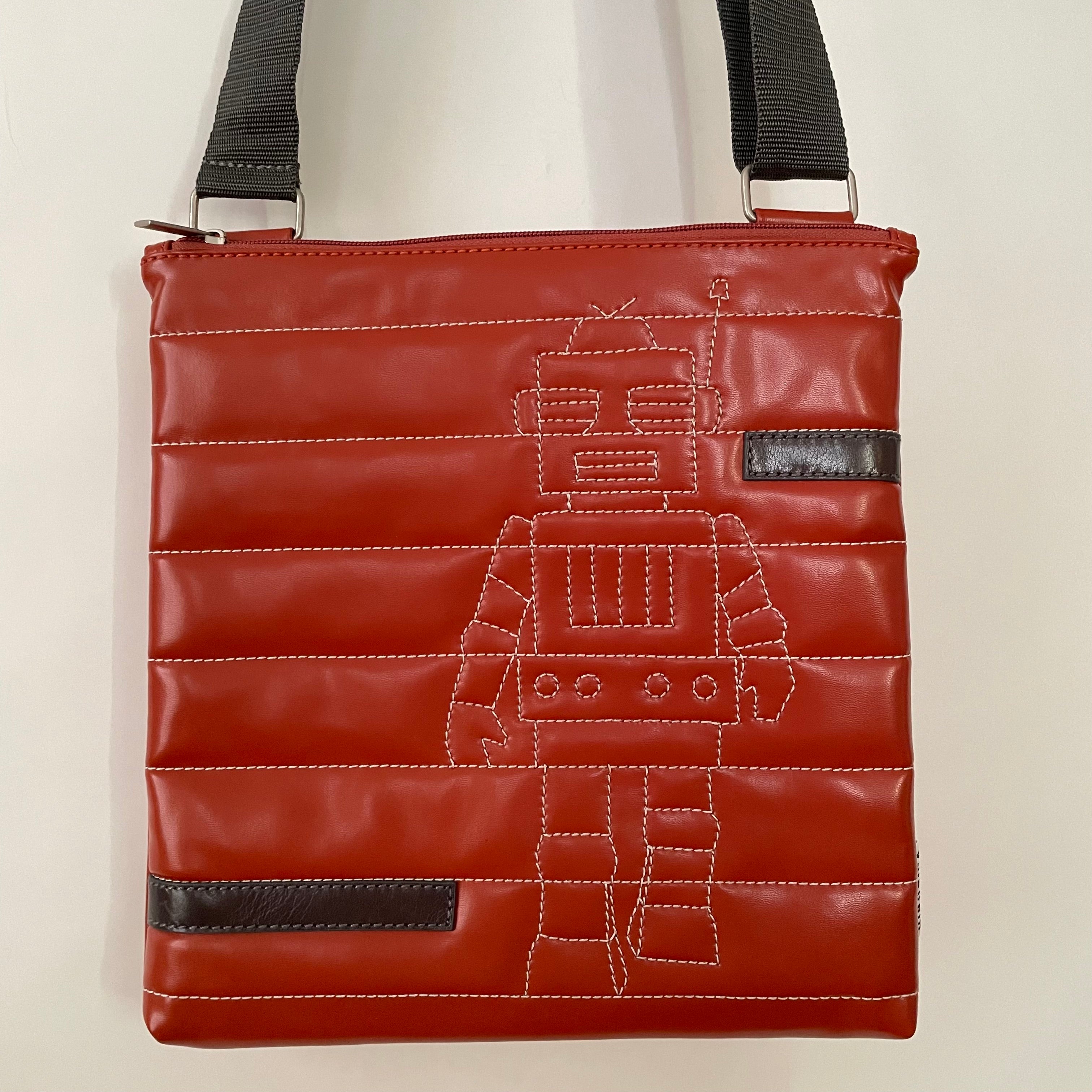 Premium Collection | Small Faux Leather Bag with Robot Stitch Accent | Terracotta