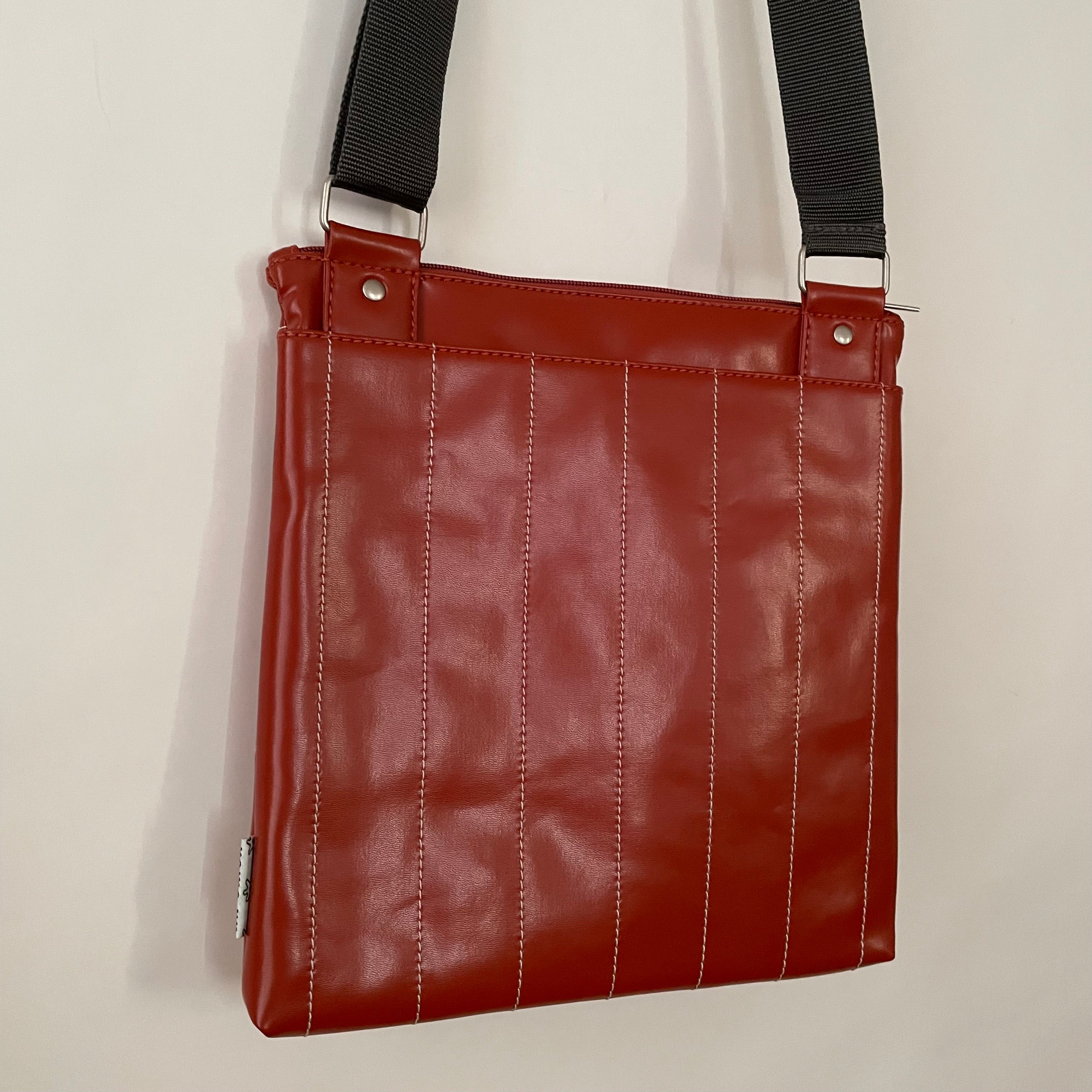 Premium Collection | Small Faux Leather Bag with Robot Stitch Accent | Terracotta