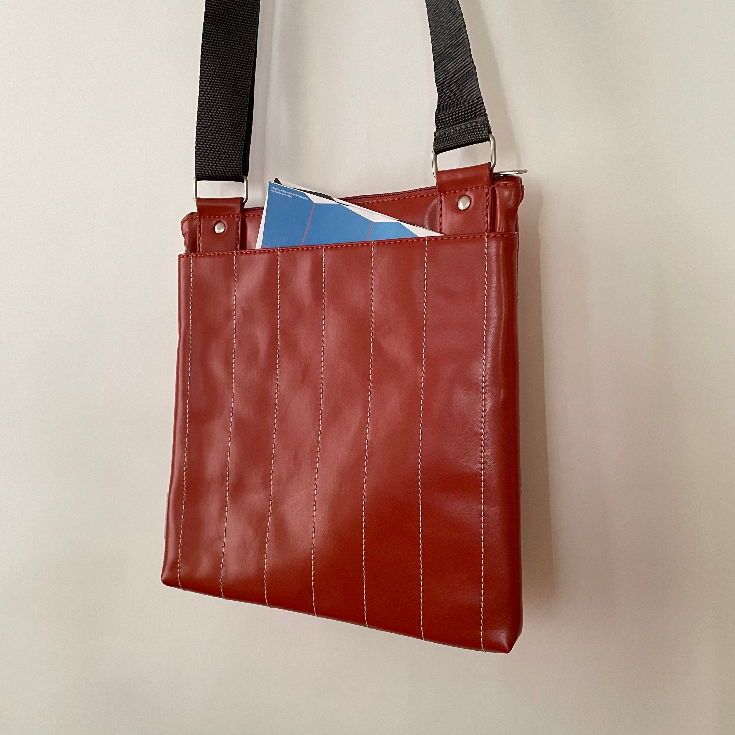 Premium Collection | Small Faux Leather Bag with Robot Stitch Accent | Terracotta