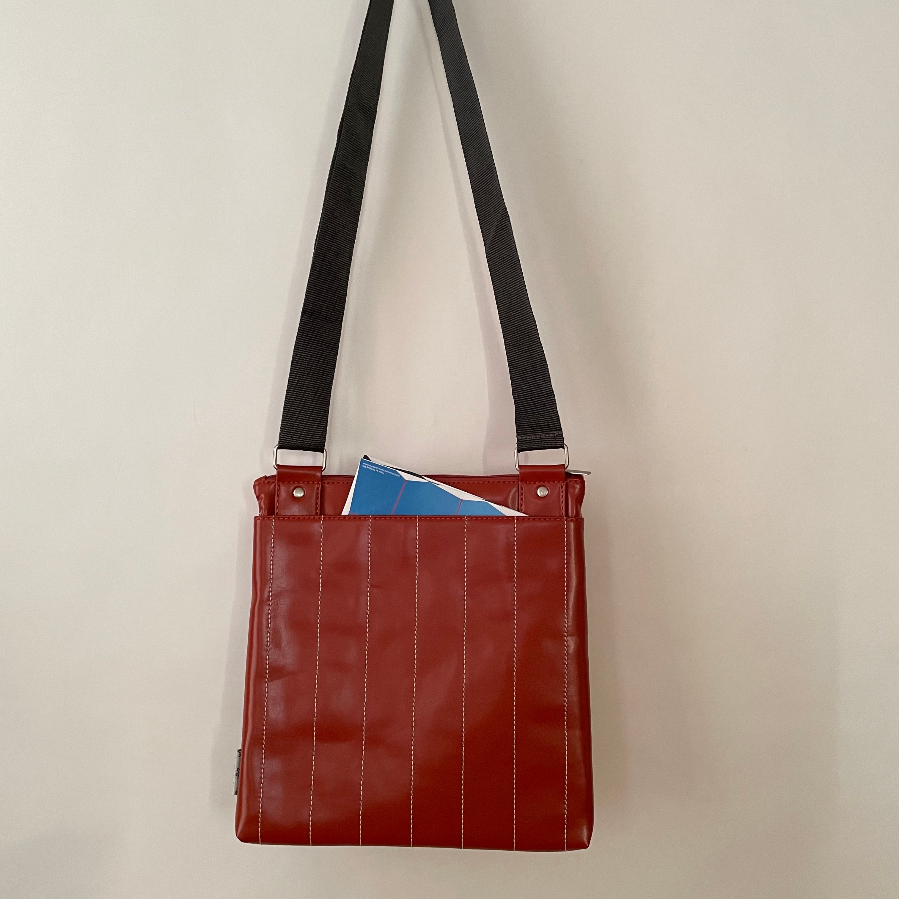 Premium Collection | Small Faux Leather Bag with Robot Stitch Accent | Terracotta