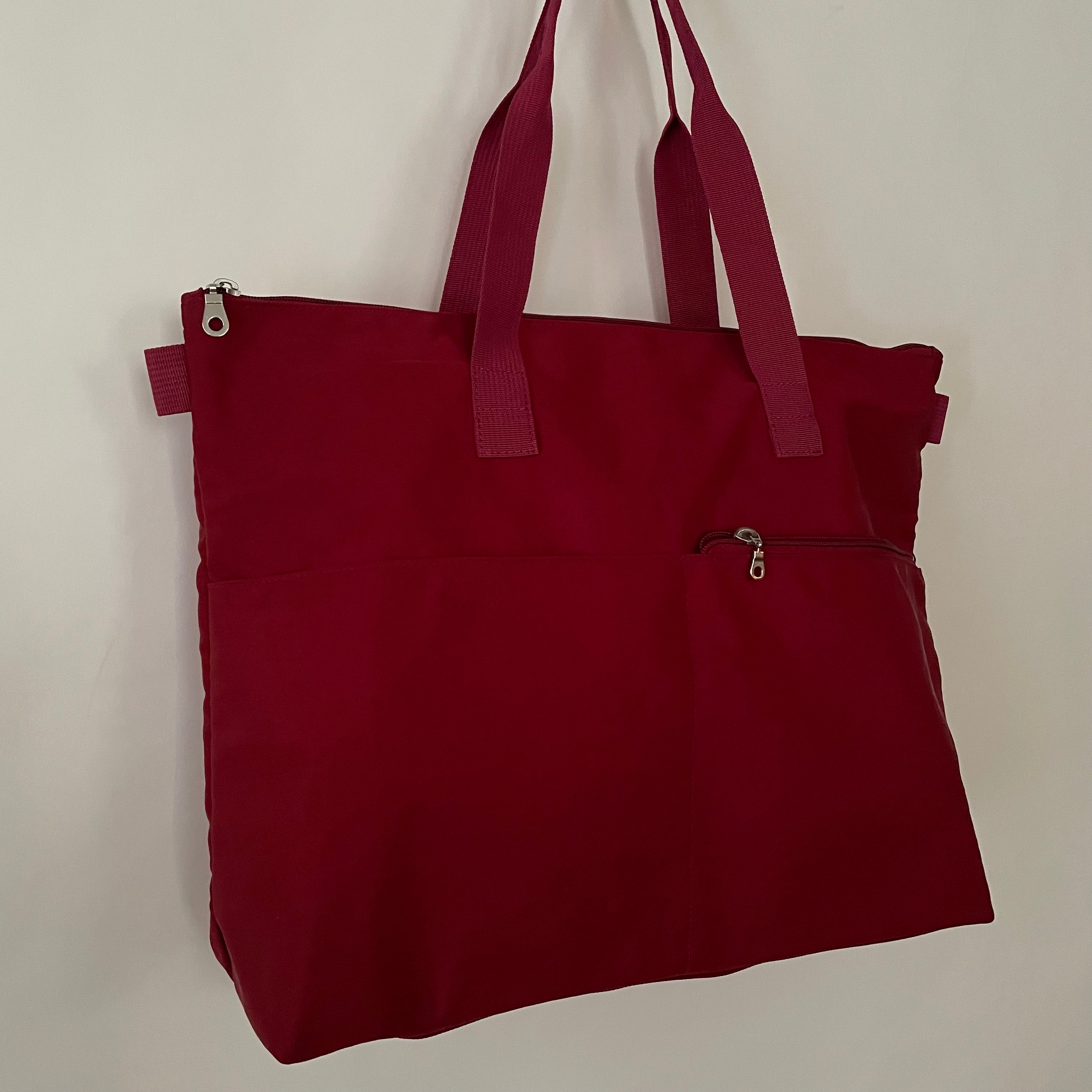 TANIA - Nylon Tote Bag | Dark Red