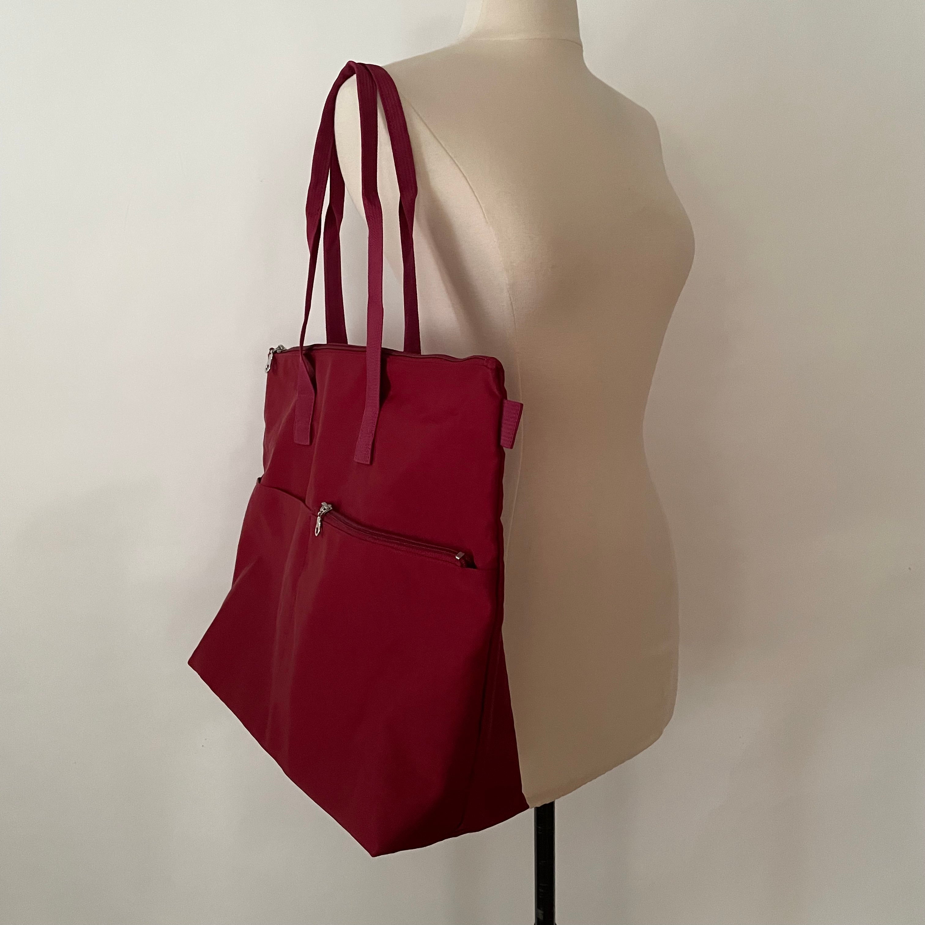 TANIA - Nylon Tote Bag | Dark Red